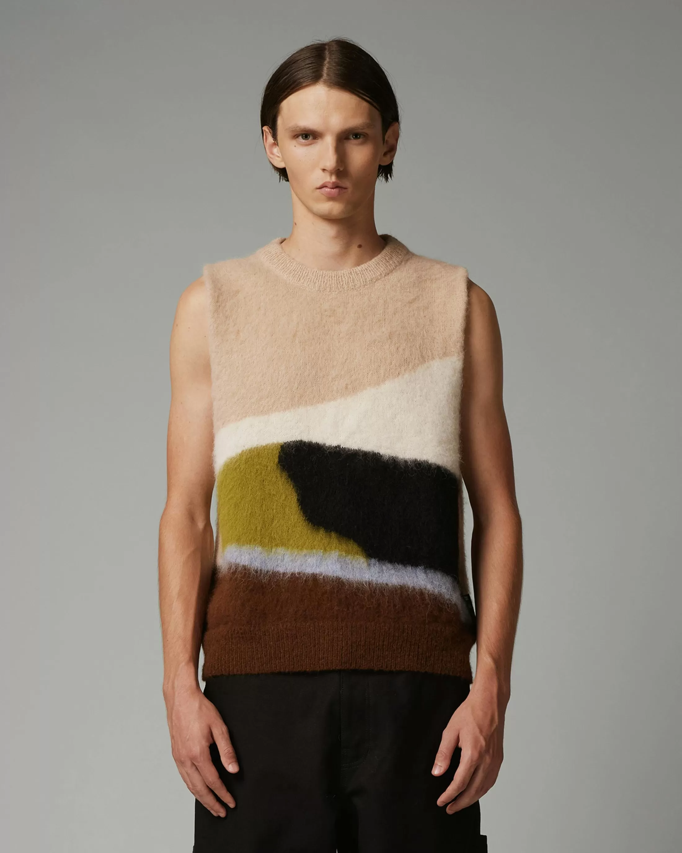 Clearance Highsnobiety HS05 Alpaca Abstract Sweater Vest Beige/Brown unavailable