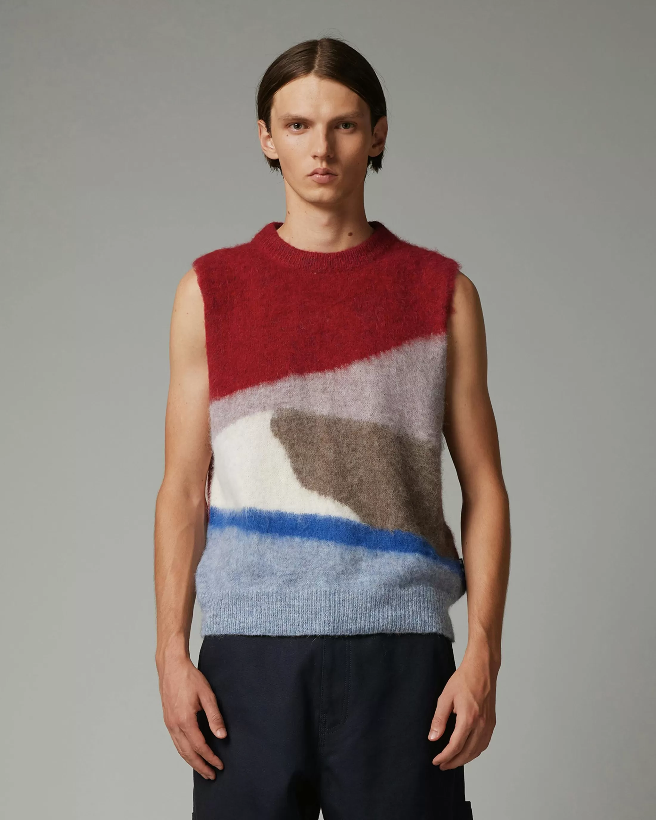 Cheap Highsnobiety HS05 Alpaca Abstract Sweater Vest Red/Blue unavailable