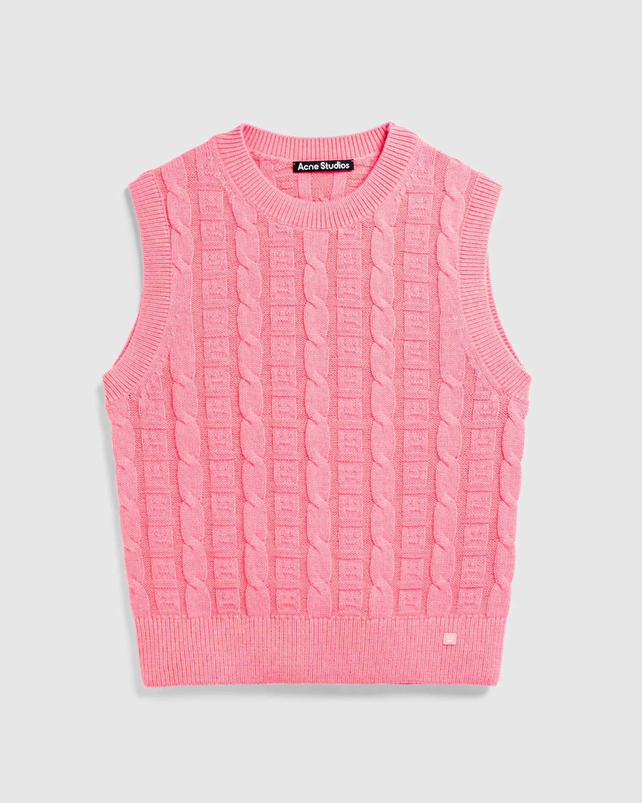 Cheap Acne Studios Cable Wool Sleeveless Jumper Tango Pink tangopink