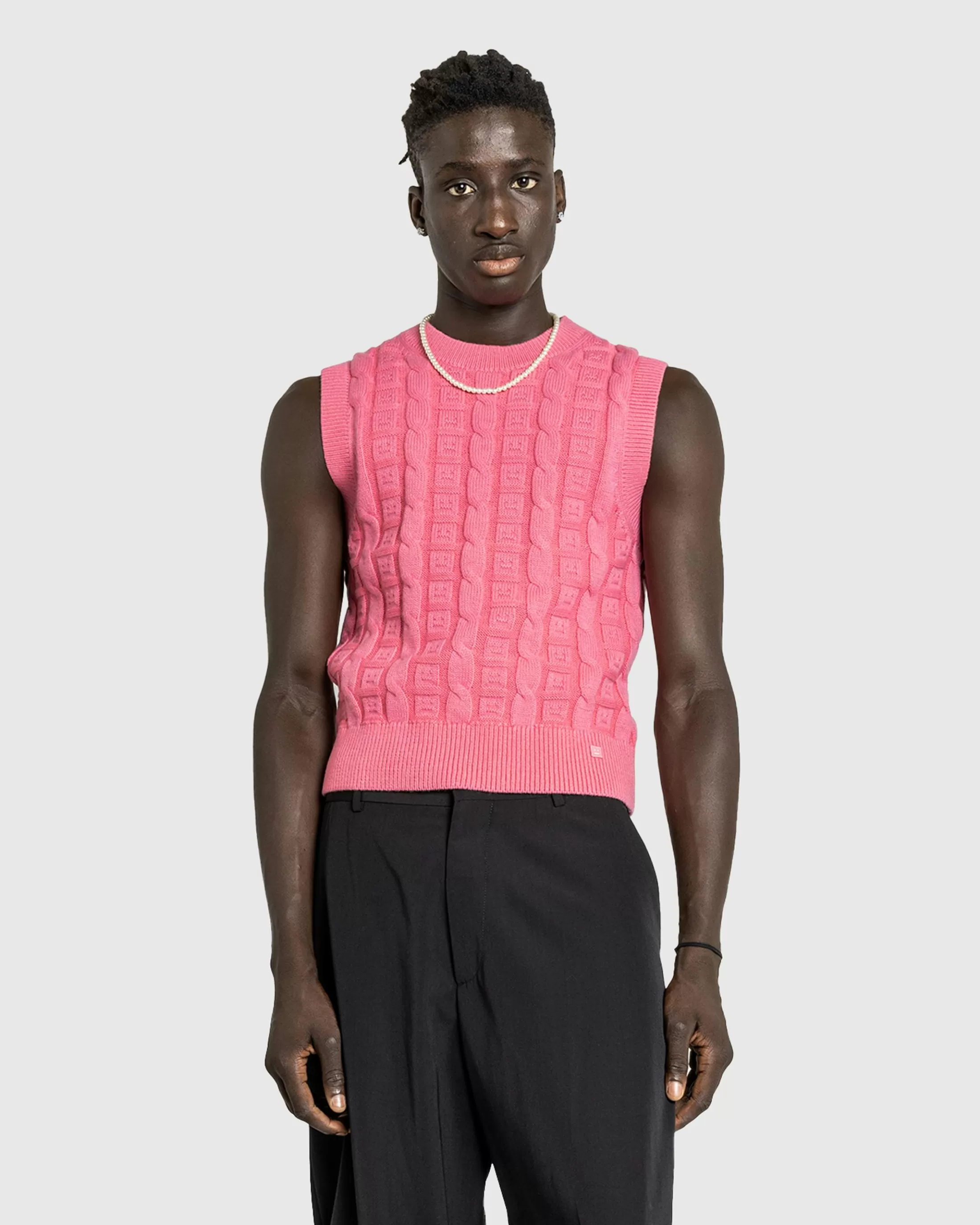 Cheap Acne Studios Cable Wool Sleeveless Jumper Tango Pink tangopink