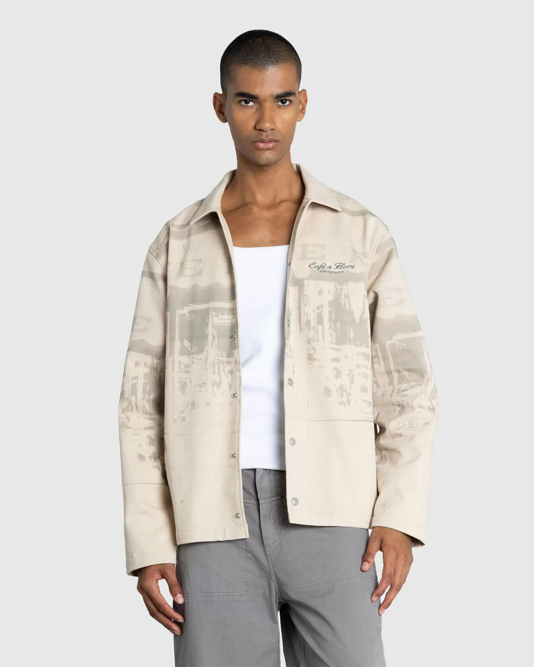 Hot Café de Flore Café Jacket Beige printed