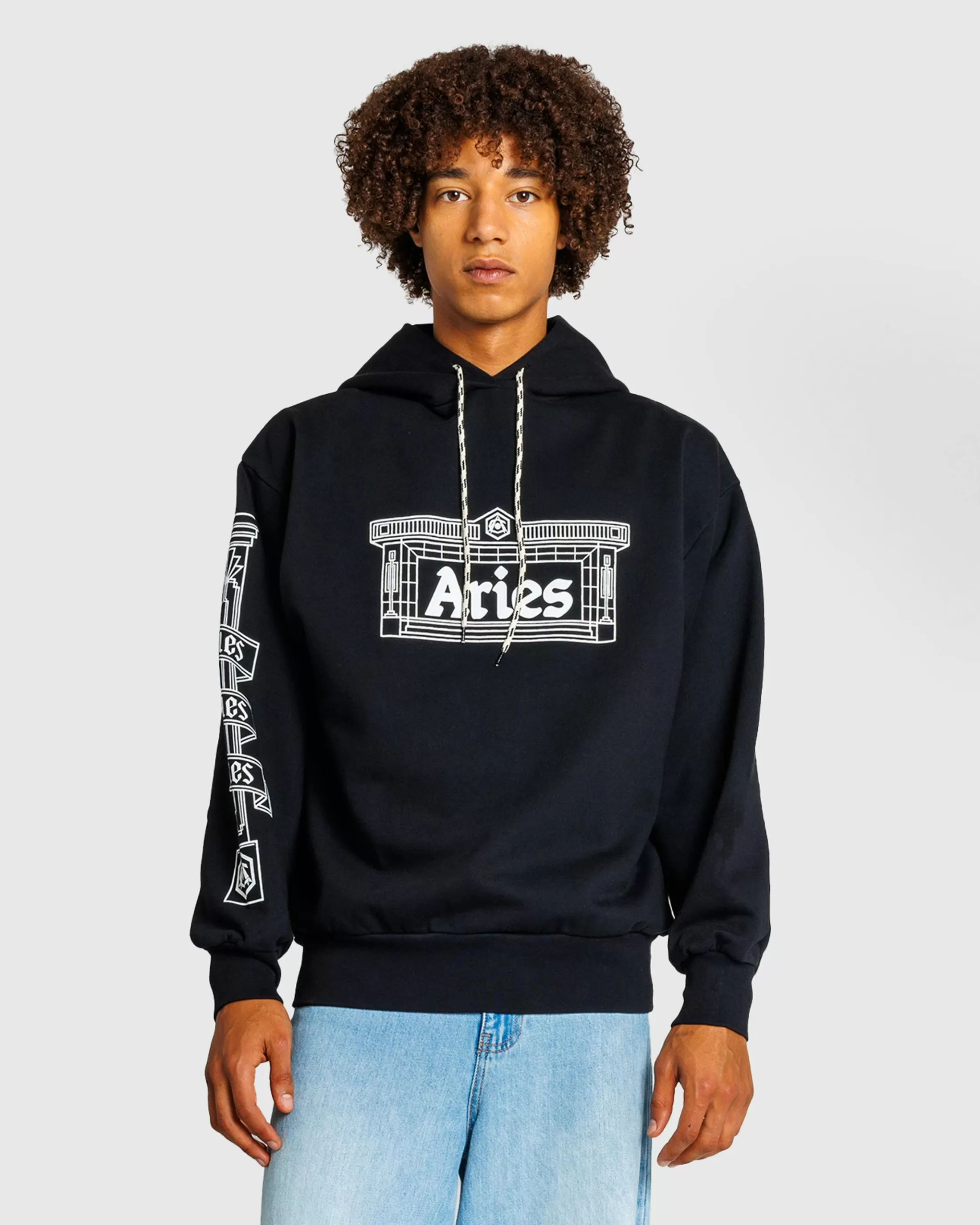 Shop Aries Column Hoodie black