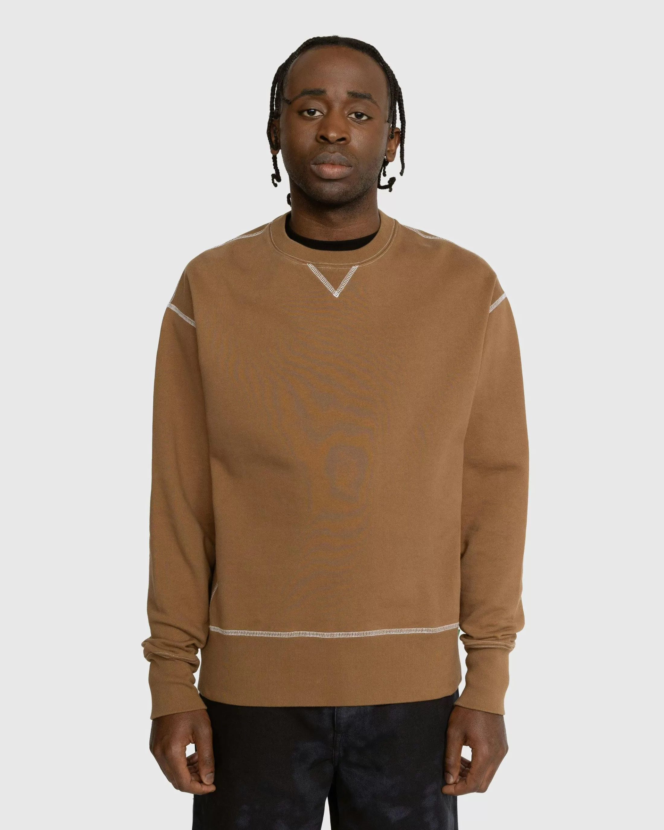 Discount Highsnobiety Contrast Stitch Fleece Crew brown