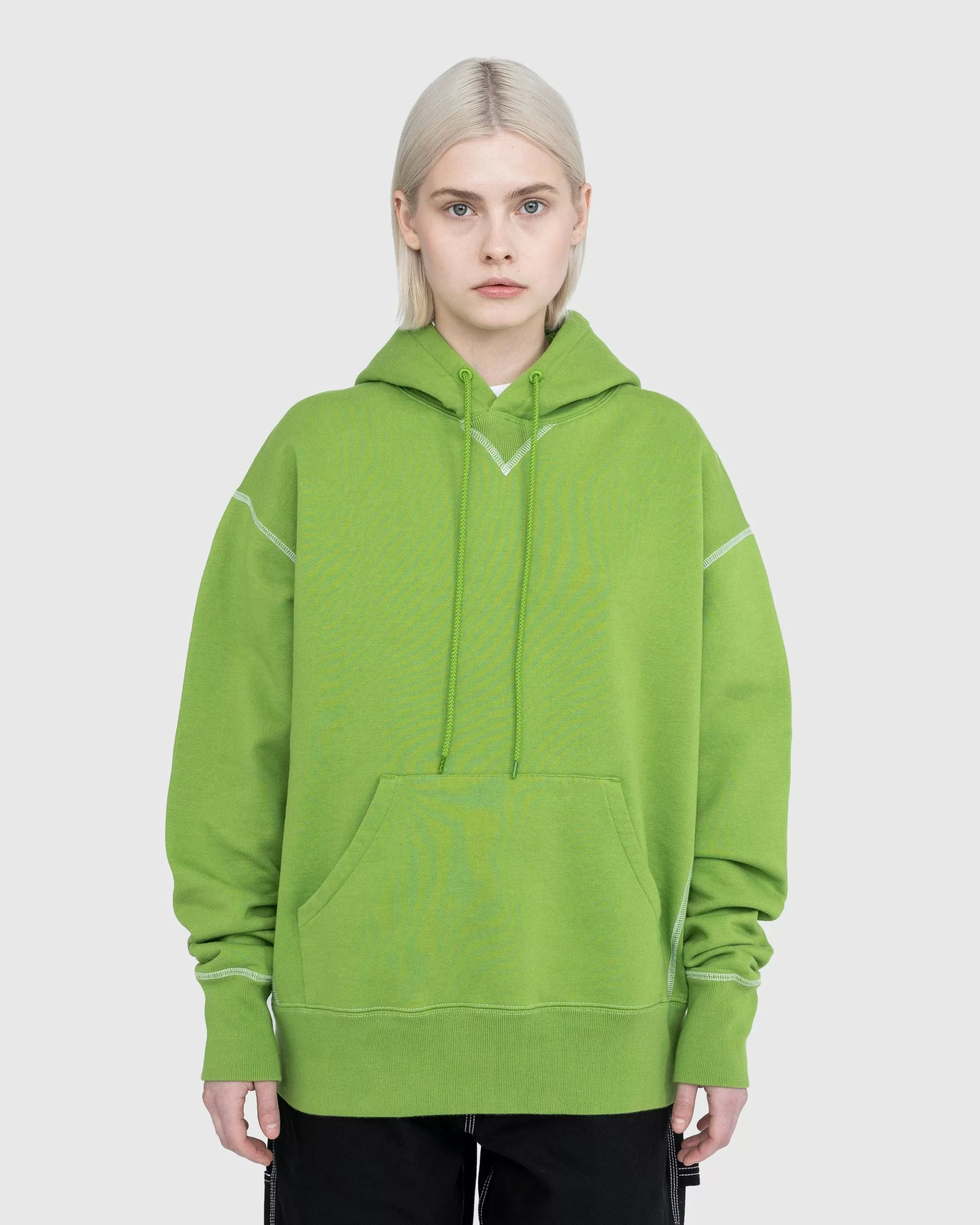 New Highsnobiety Contrast Stitch Fleece Hoodie green