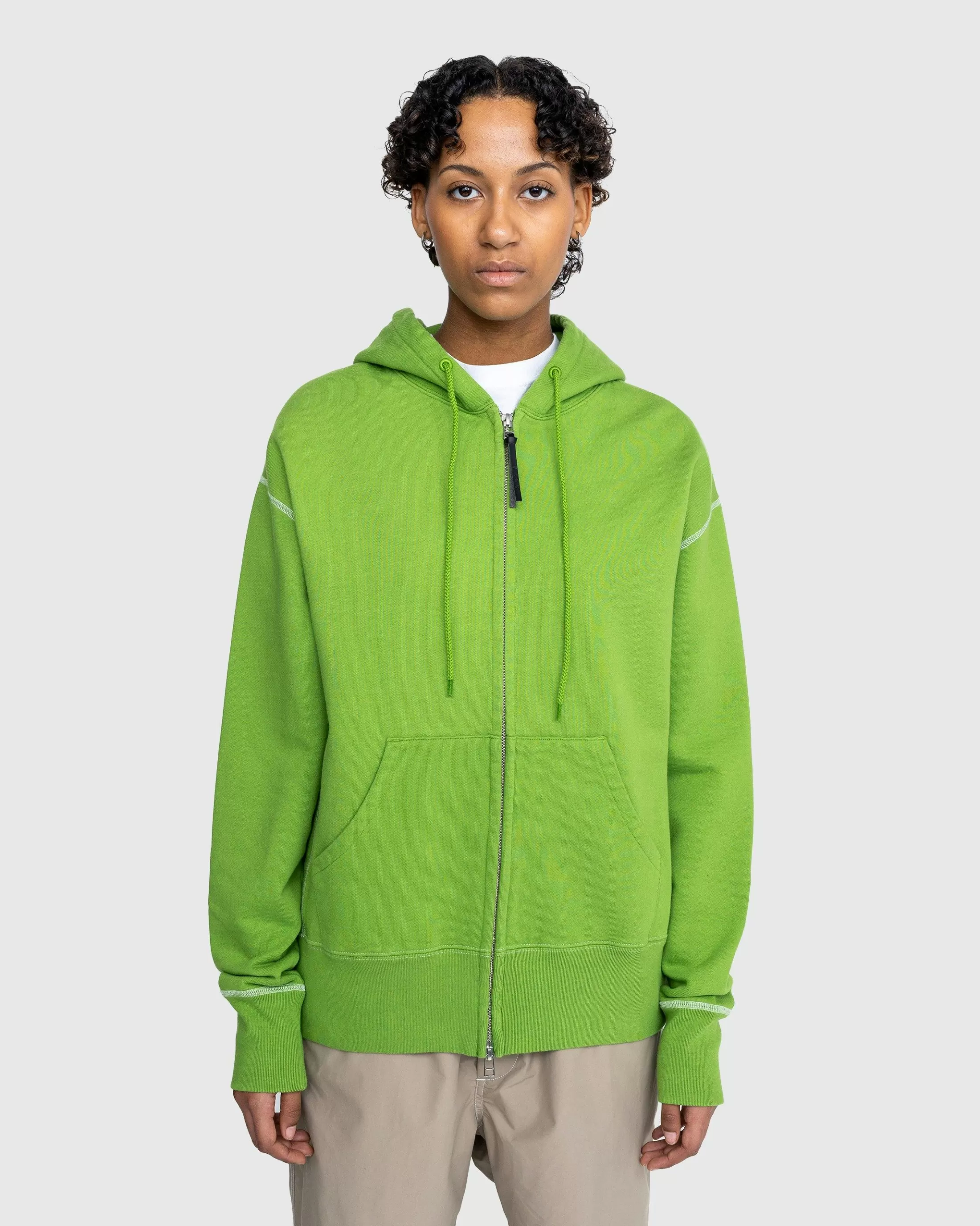 Best Sale Highsnobiety Contrast Stitch Zip Fleece Hoodie green