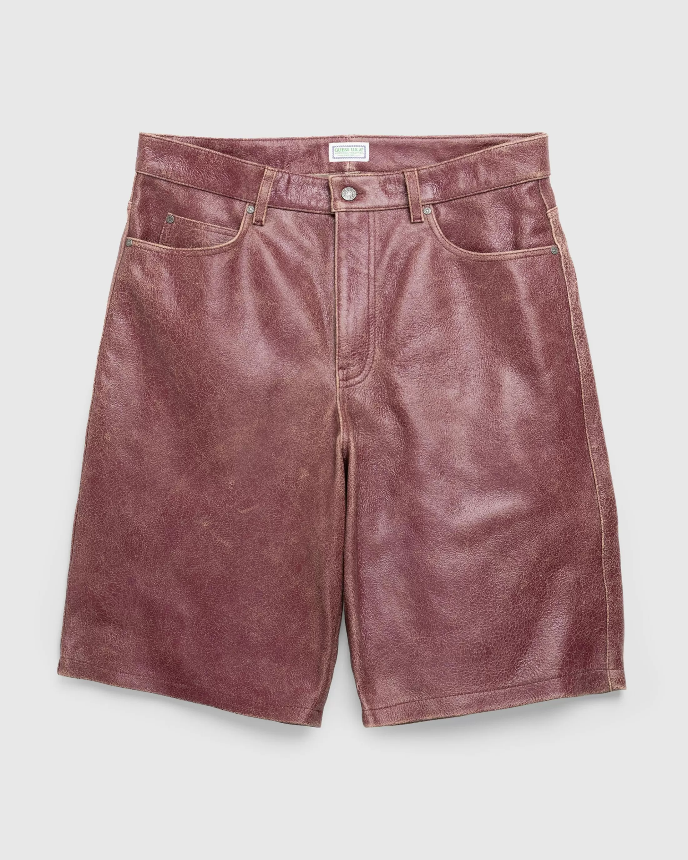 Best Sale Guess USA Crackle Leather Shorts Petite Syrah Multi f5f7