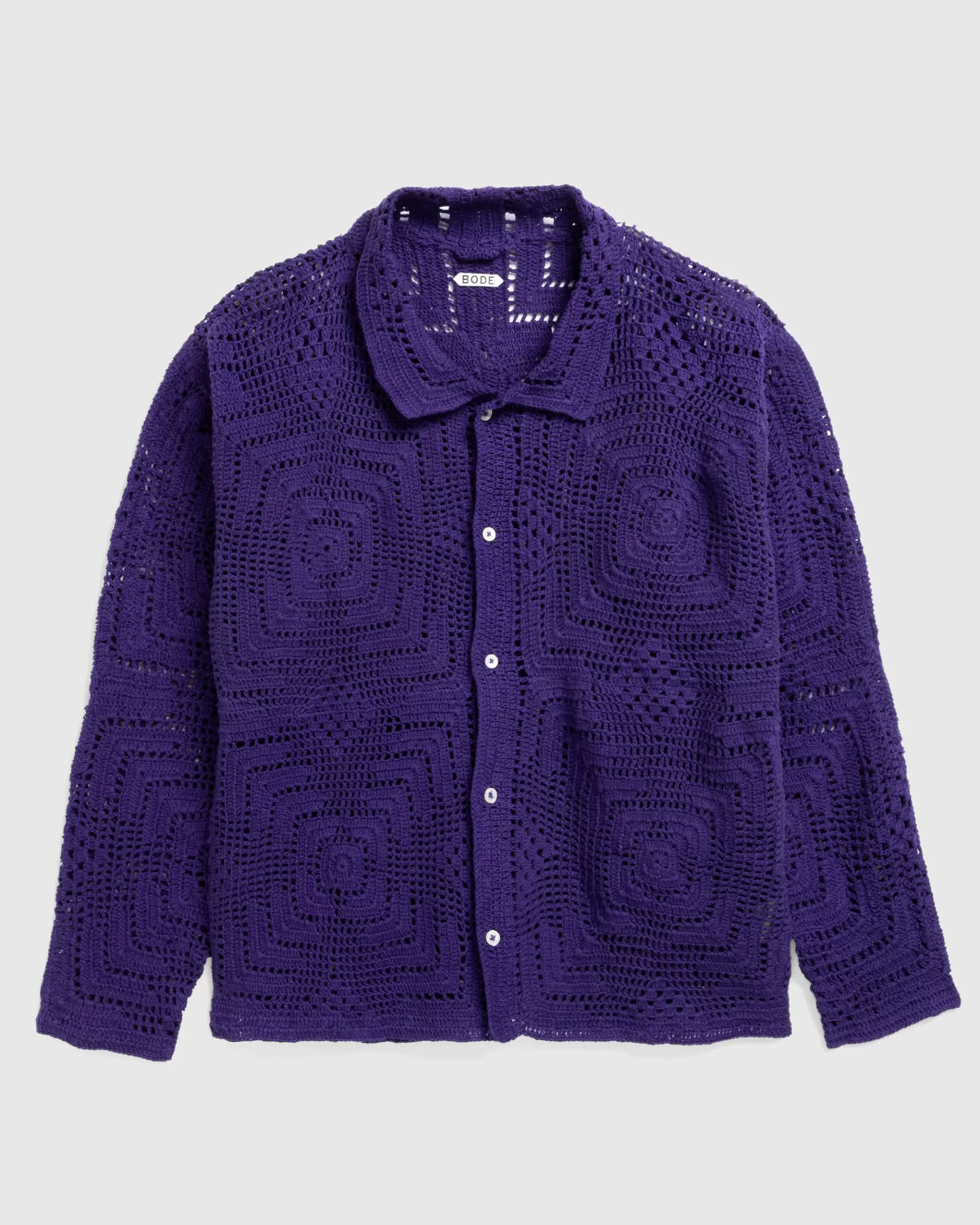 Discount Bode Crochet Overshirt purple