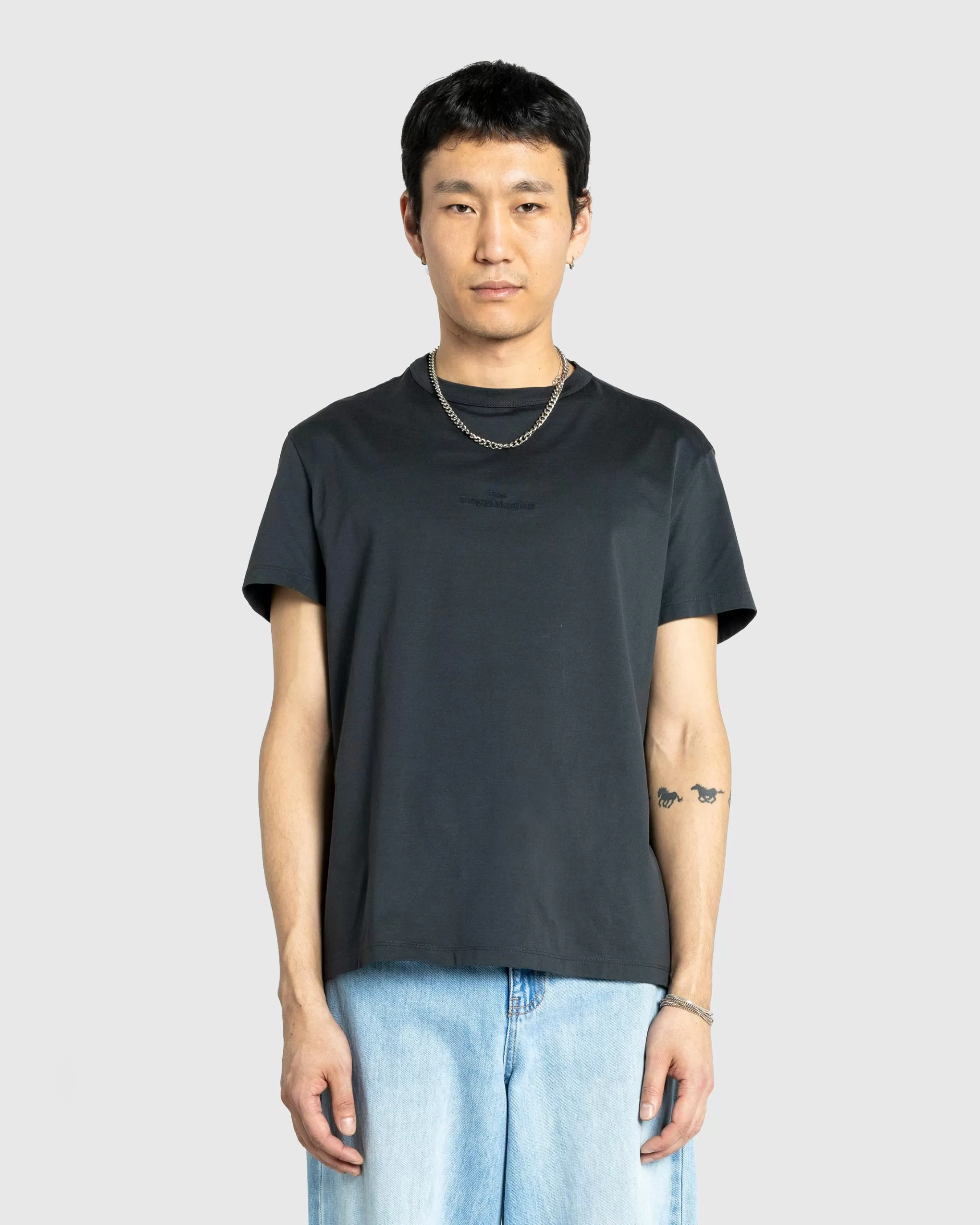 Flash Sale Maison Margiela Distorted Logo T-Shirt Washed Black washedblack/tonalembroidery