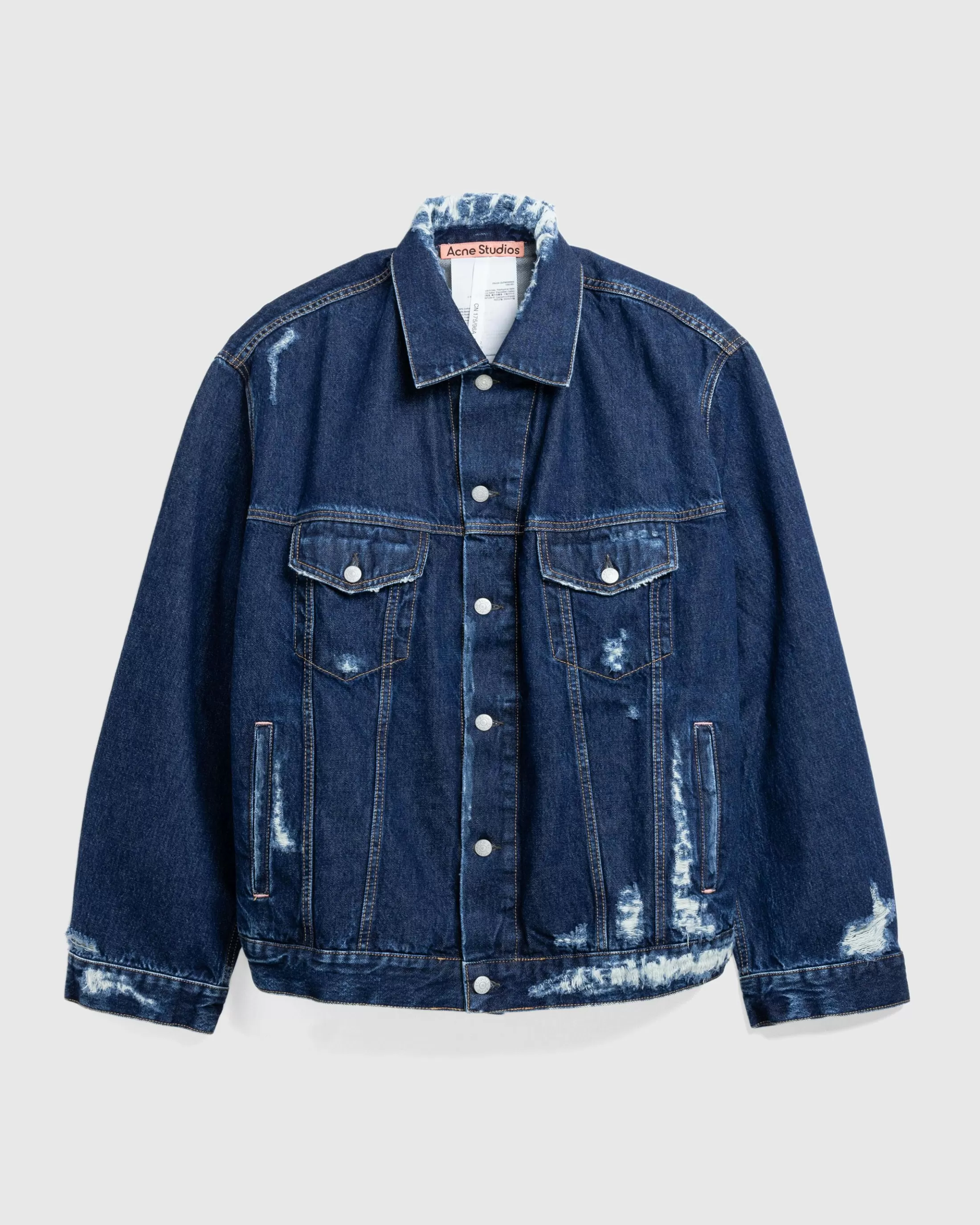 Outlet Acne Studios Distressed Denim Jacket Mid Blue midblue