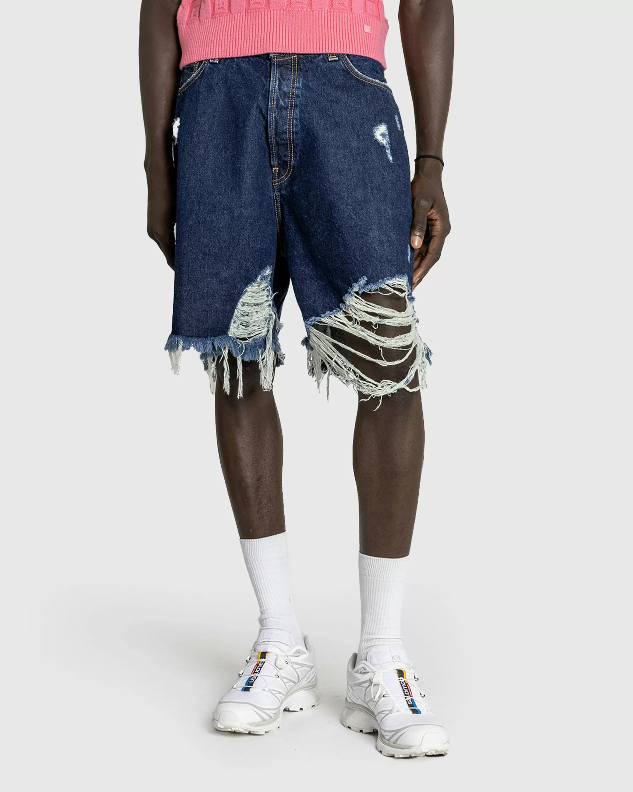 Hot Acne Studios Distressed Denim Shorts Mid Blue midblue