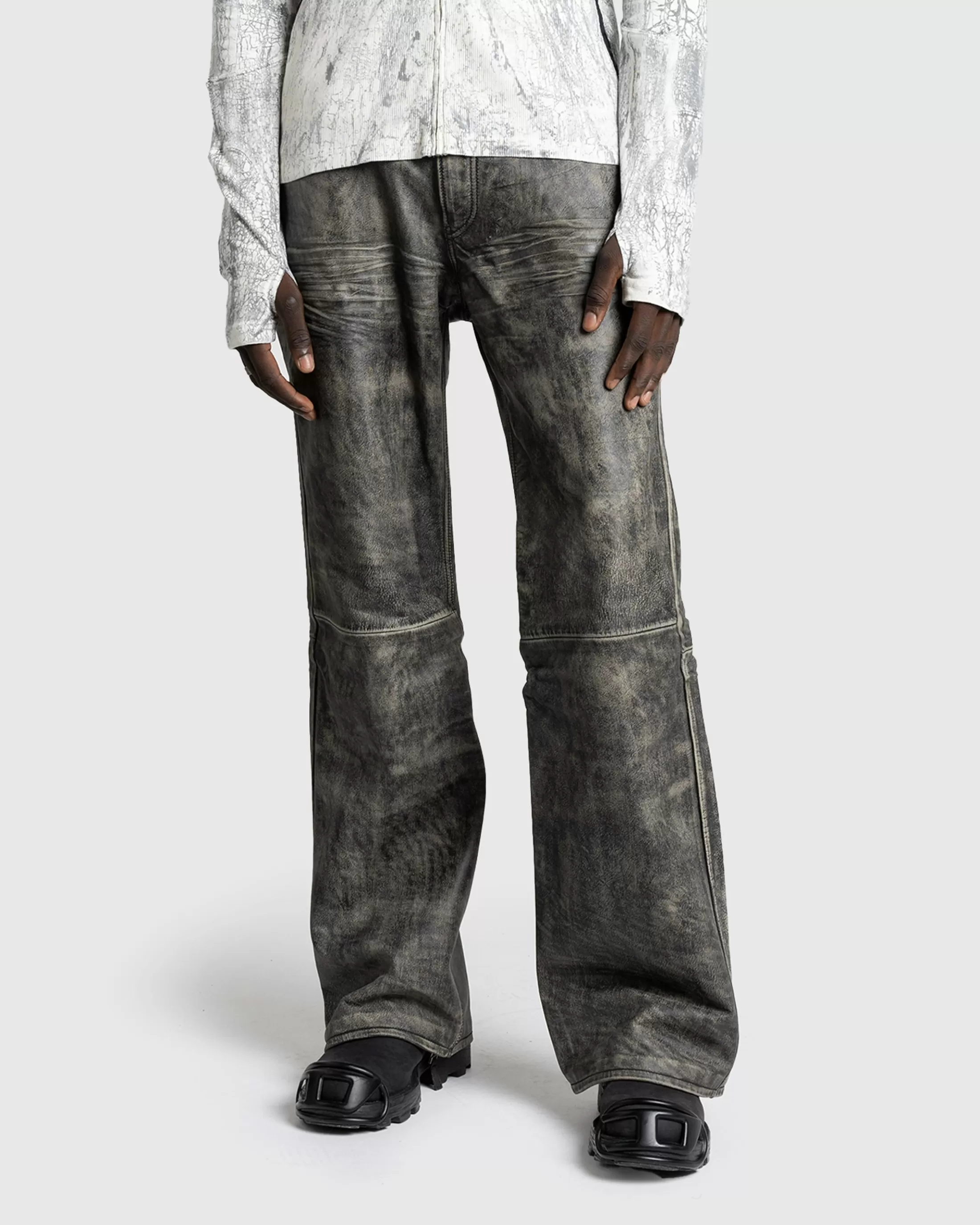 Sale Acne Studios Distressed Leather Pant black