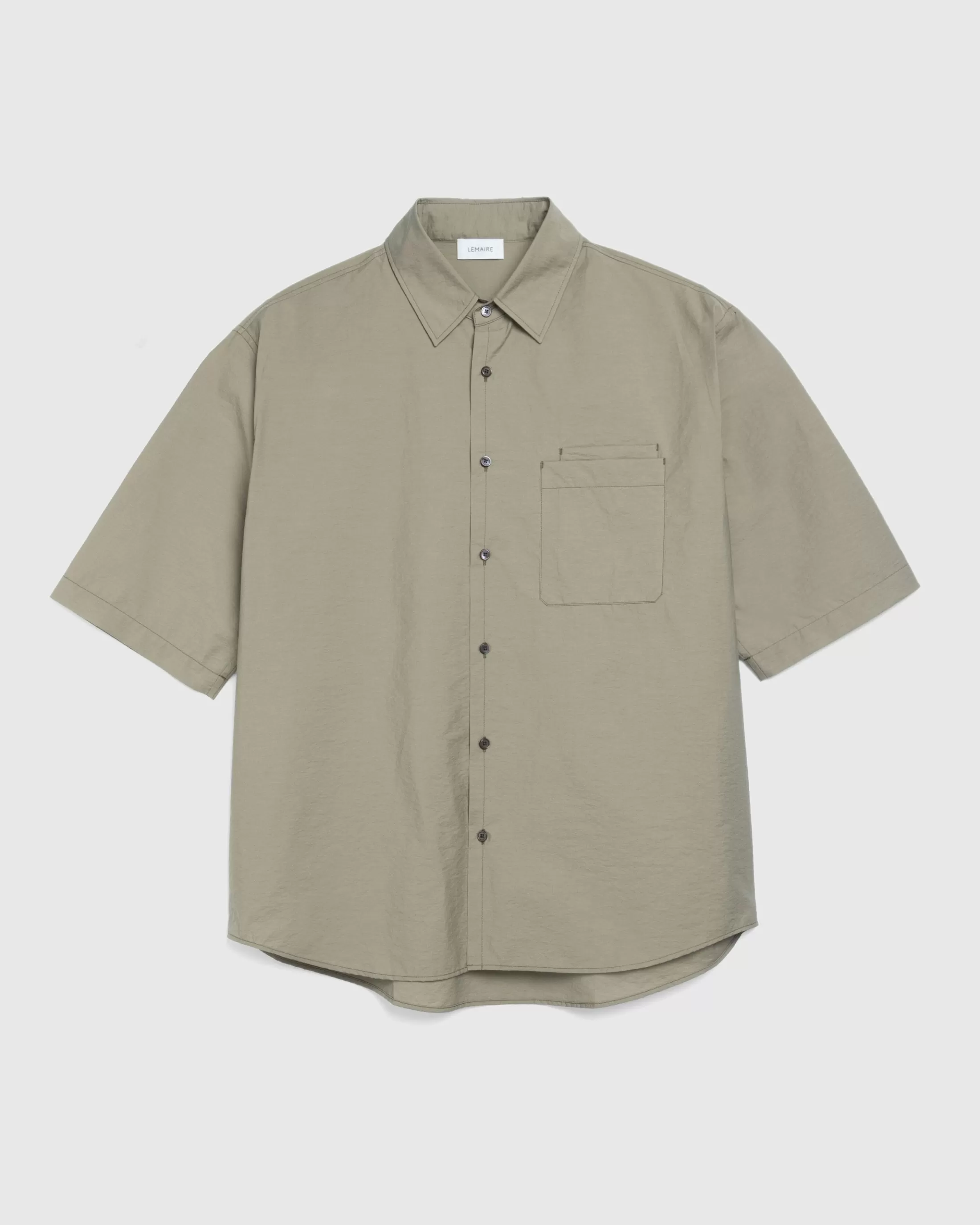 Shop Lemaire Double Pocket Short-Sleeve Shirt Dusty Khaki dustykhaki