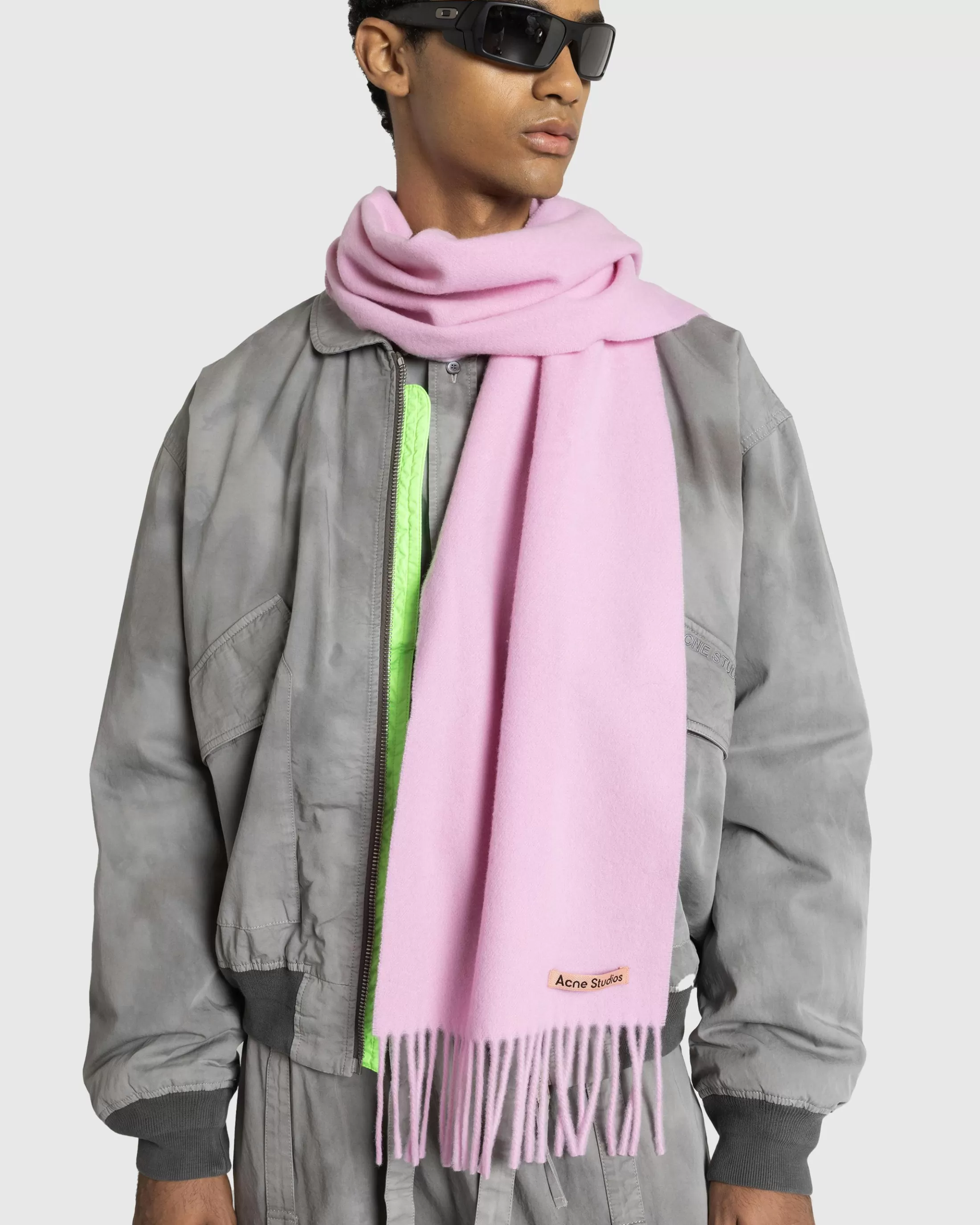 Best Sale Acne Studios Fringe Wool Scarf Cotton Candy Pink cottoncandypink