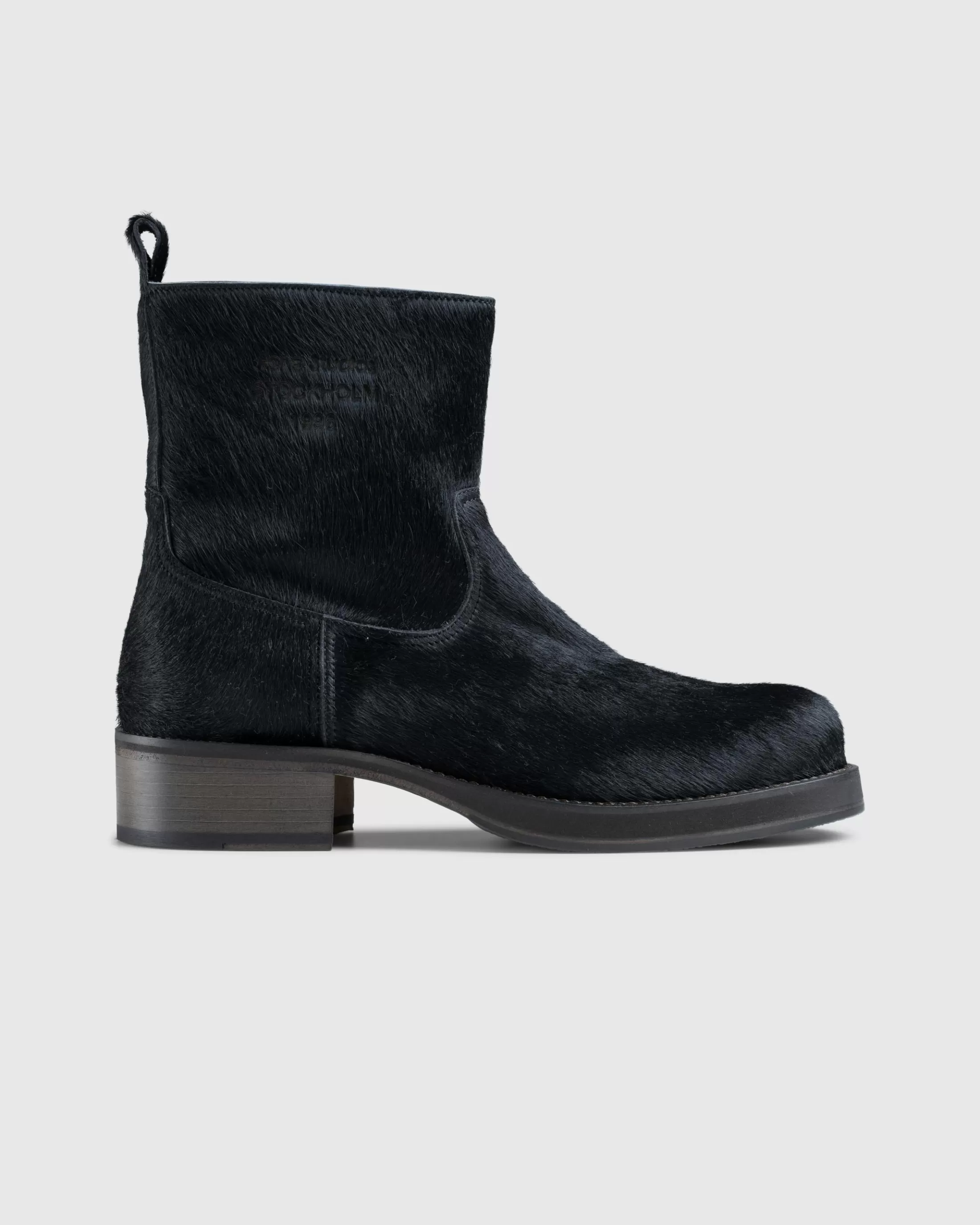 Outlet Acne Studios Hairy Leather Boots black