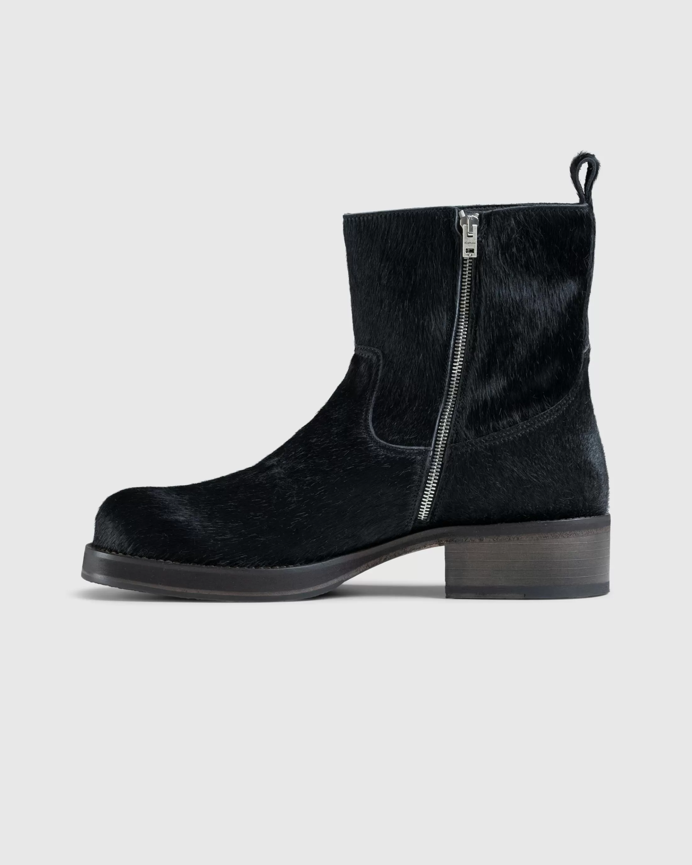 Outlet Acne Studios Hairy Leather Boots black