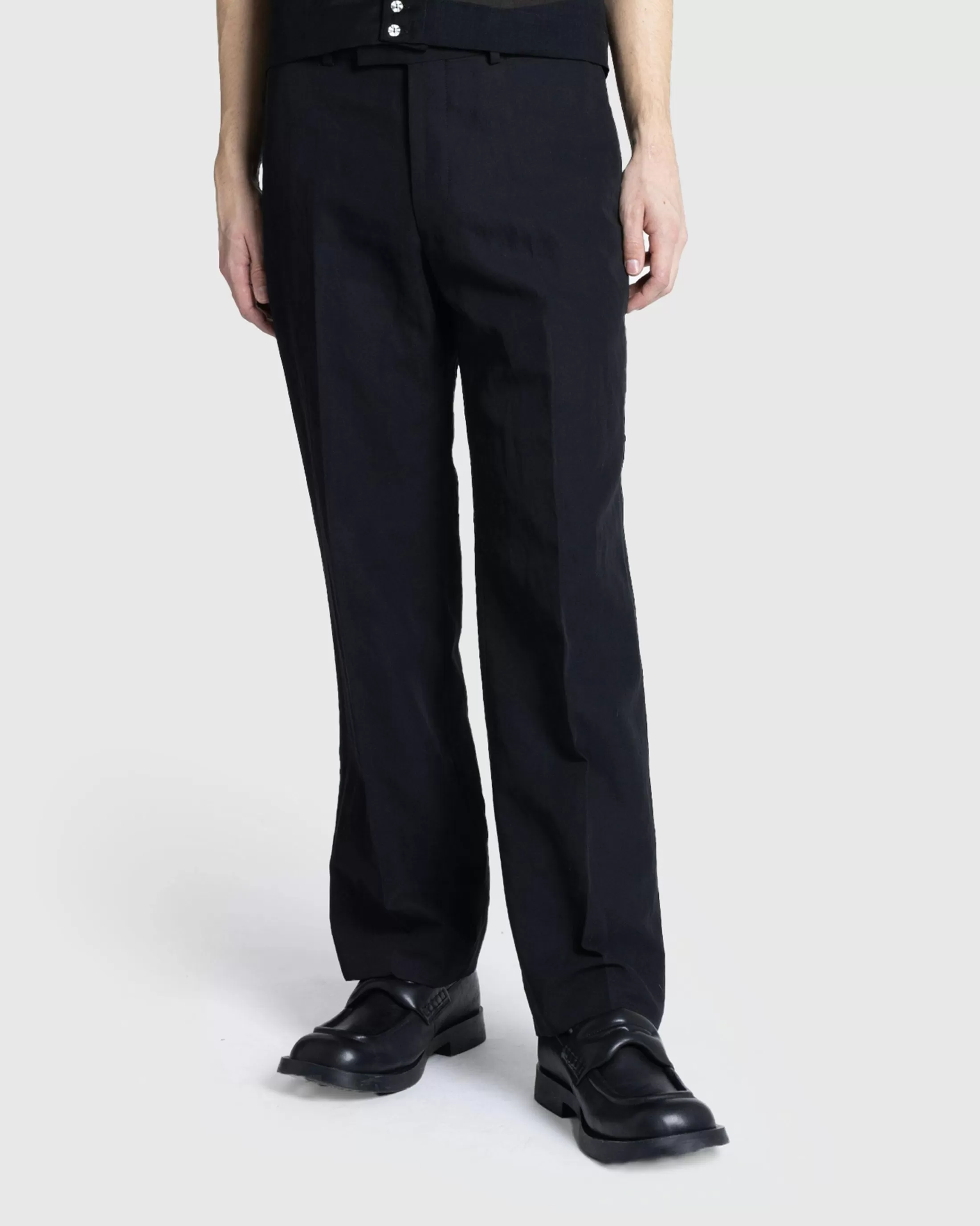 Best Sale Auralee Hard Twist Finx Linen Chino Slacks black