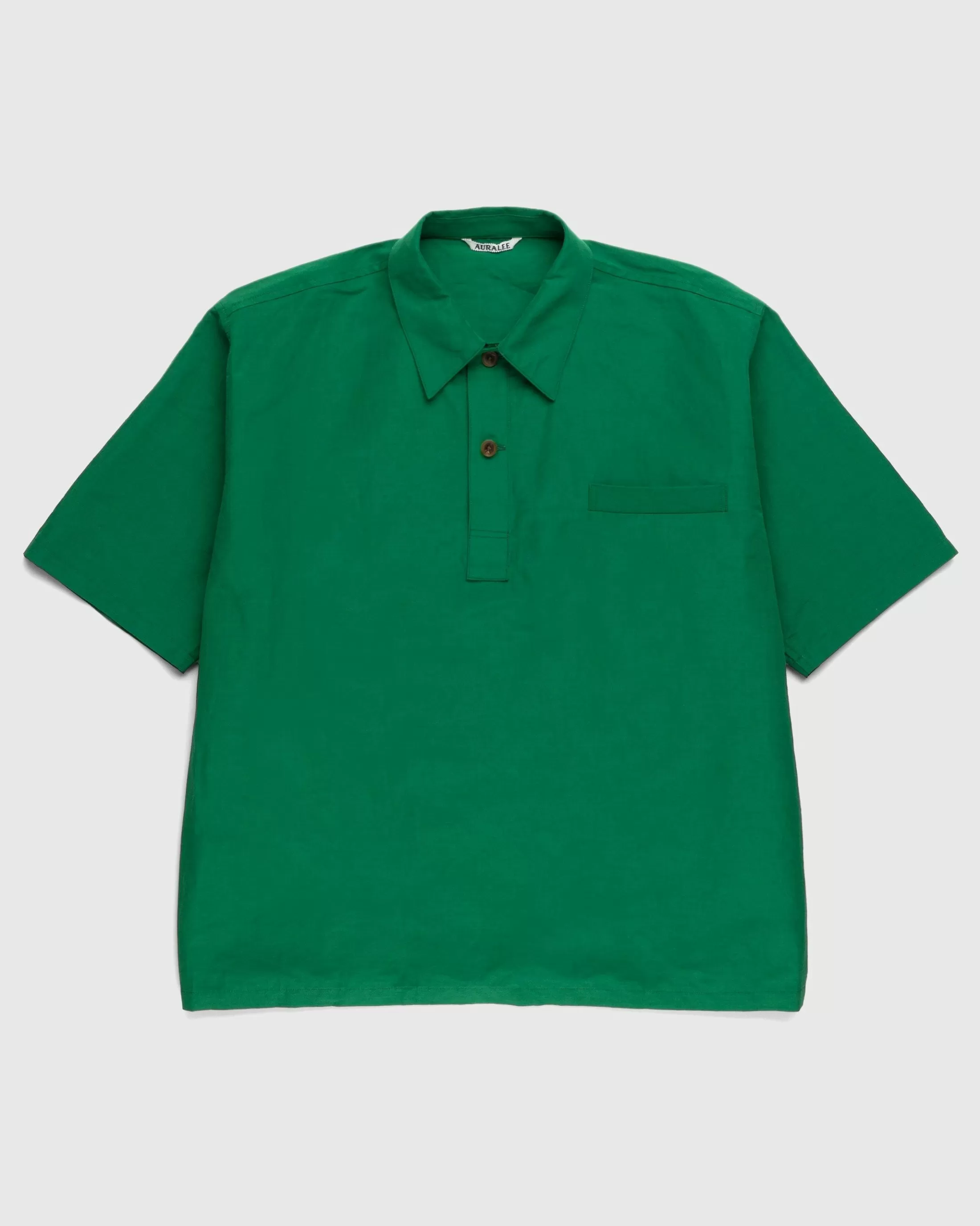 Hot Auralee High Density Finx Linen Weather Shirt green