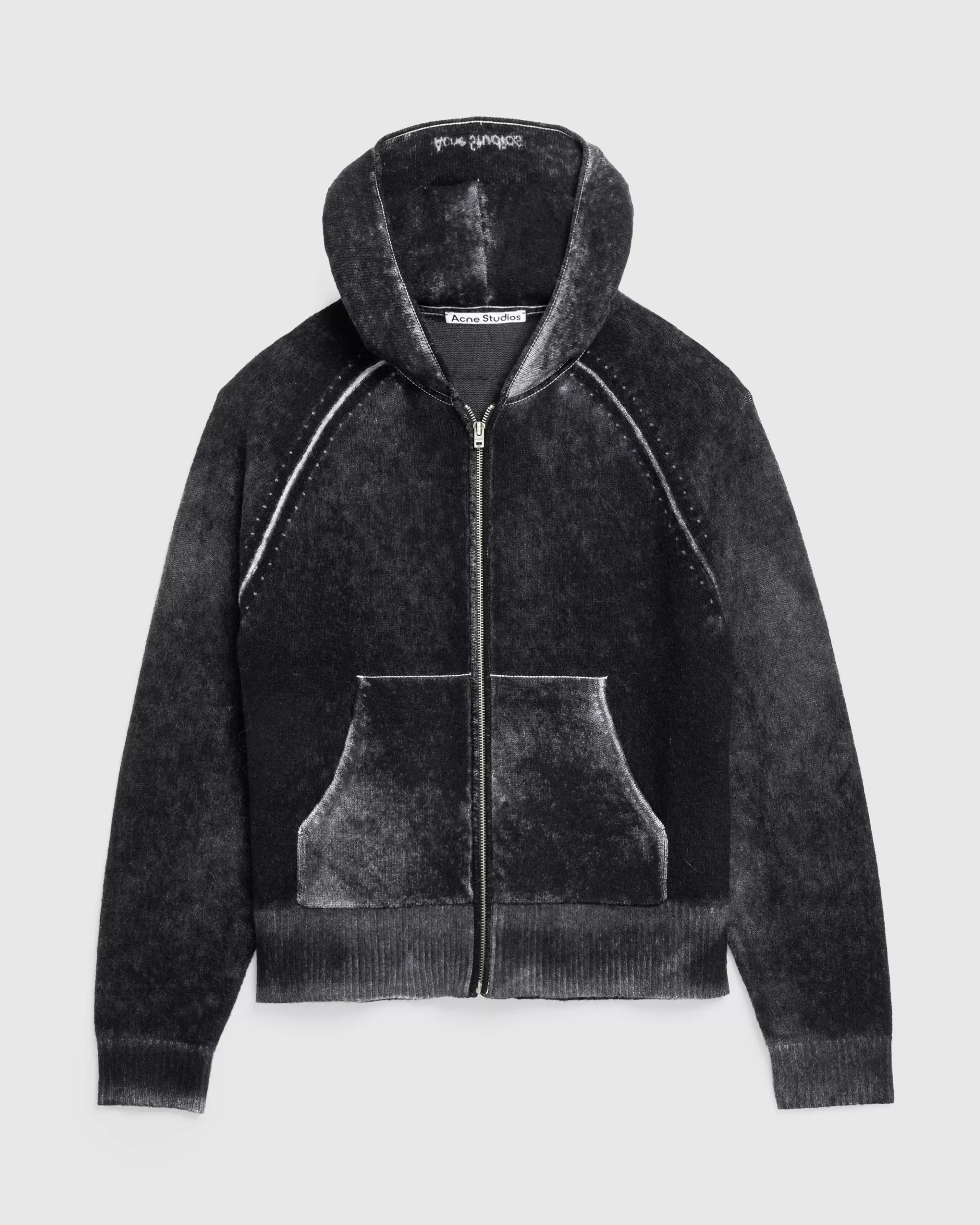 Cheap Acne Studios Hooded Zipper Sweater black