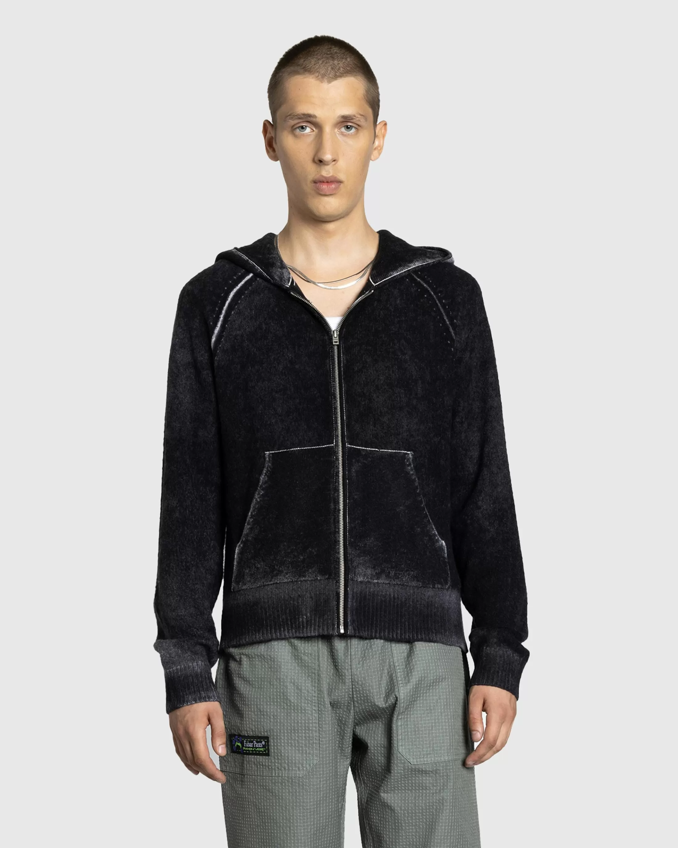 Cheap Acne Studios Hooded Zipper Sweater black