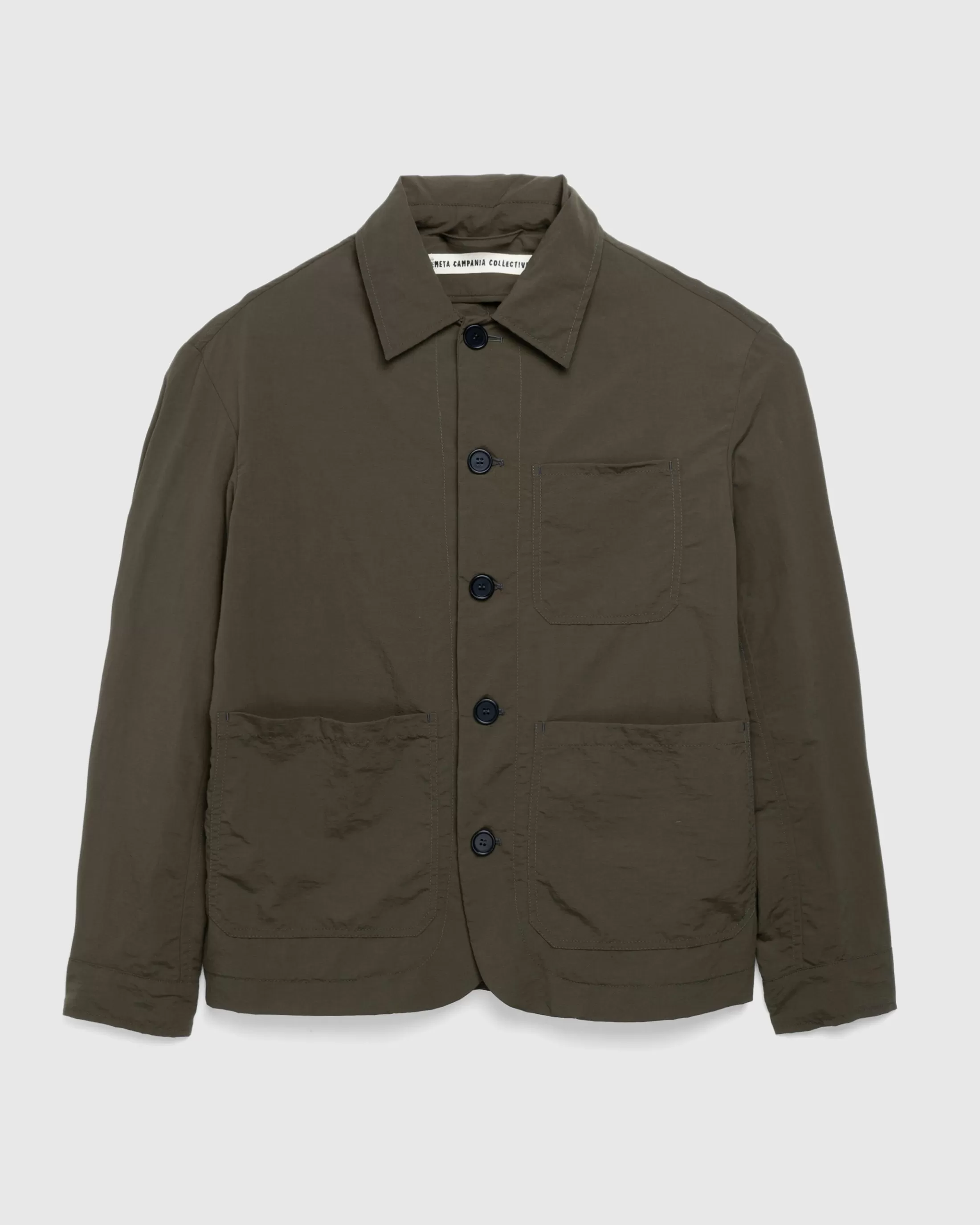 Cheap Meta Campania Collective Julian Selflined Nylon Shirt Jacket Dark Khaki darkkhaki