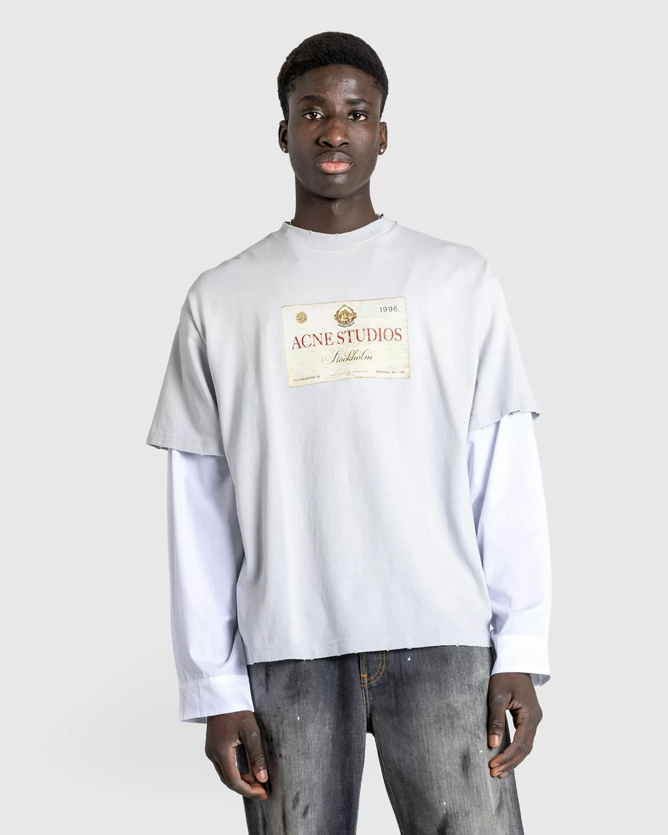 Flash Sale Acne Studios Layered Print T-Shirt lightgrey