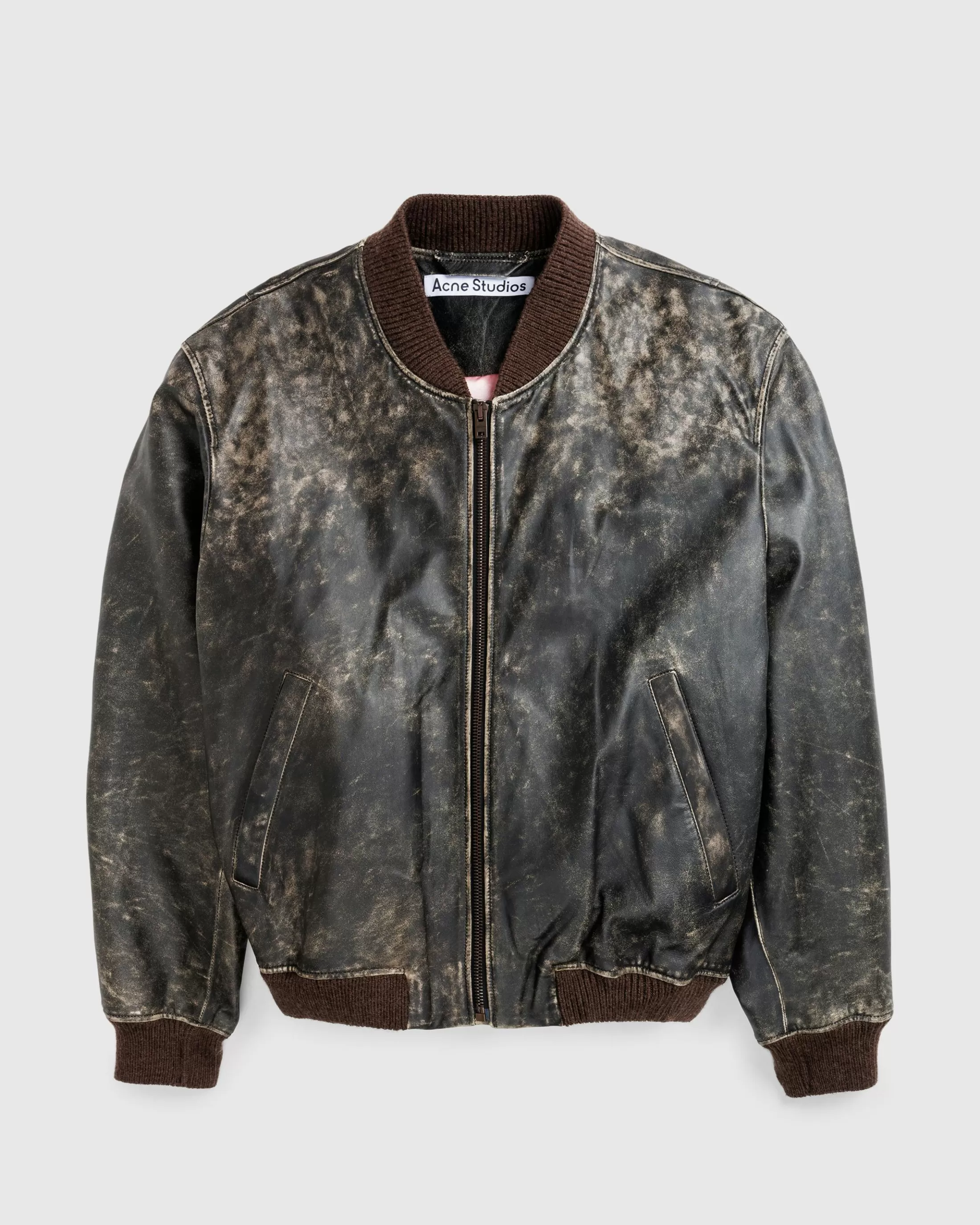 Cheap Acne Studios Leather Bomber Jacket black