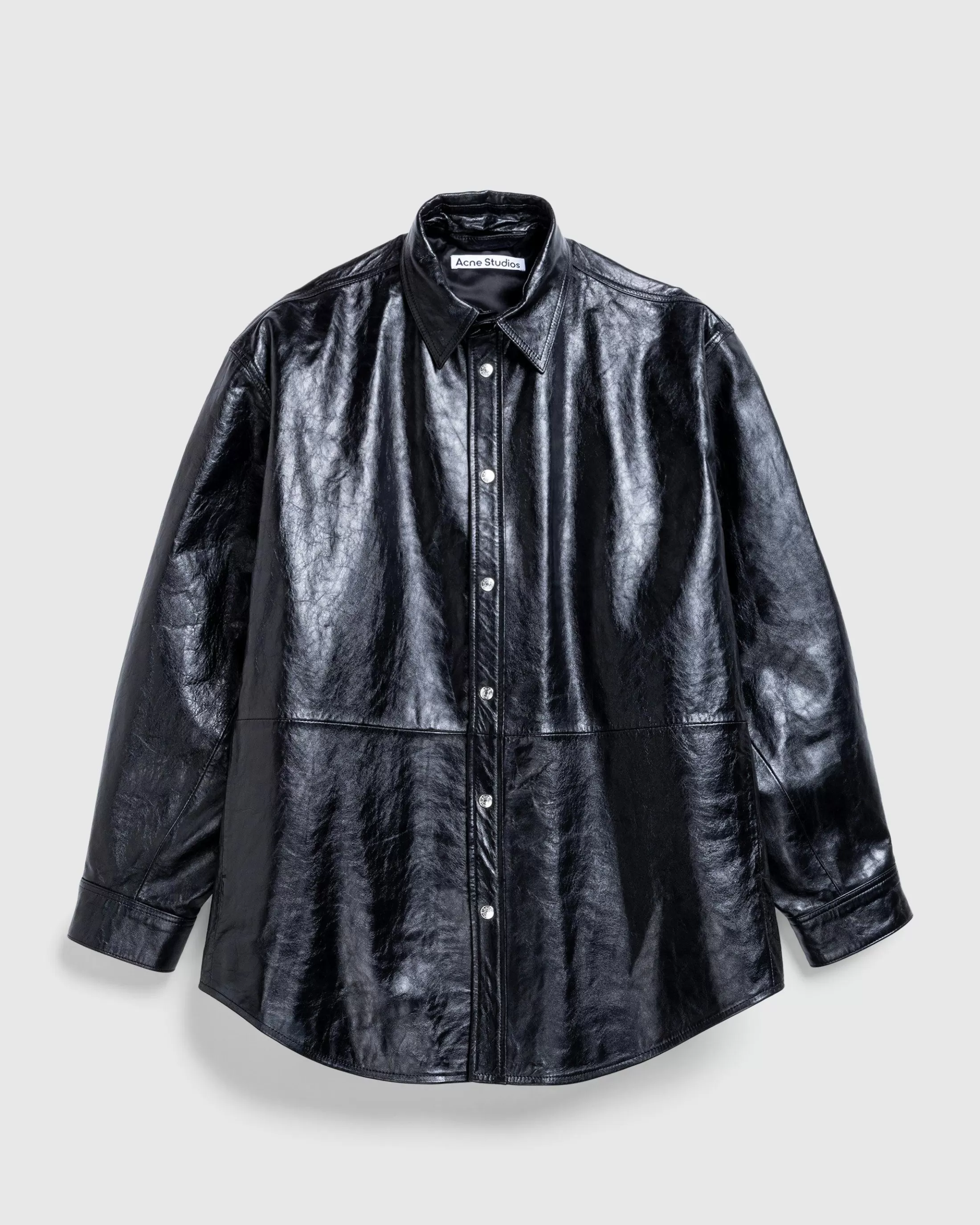 New Acne Studios Leather Shirt Jacket black