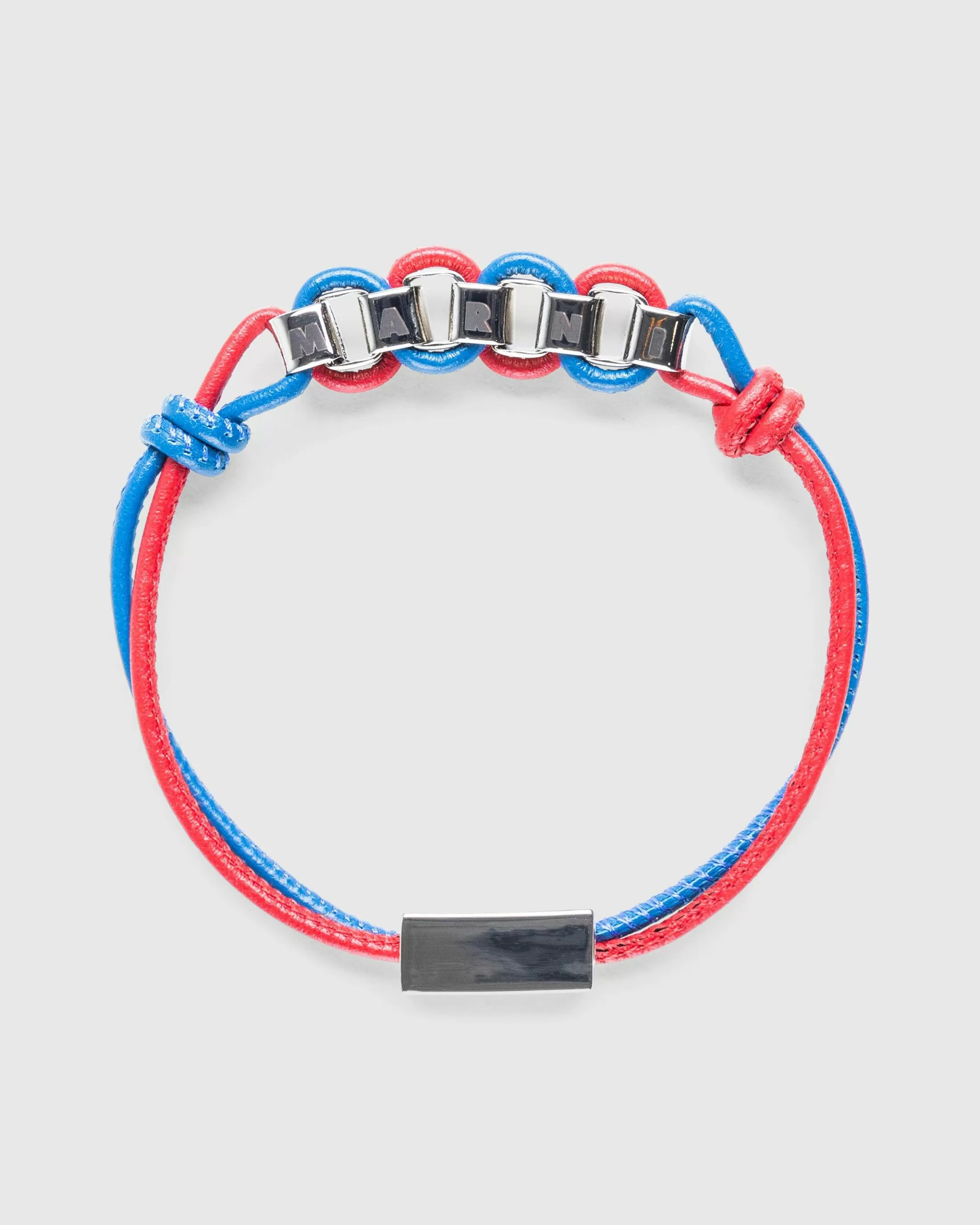 Online Marni Logo Chain Leather Bracelet red/ocean