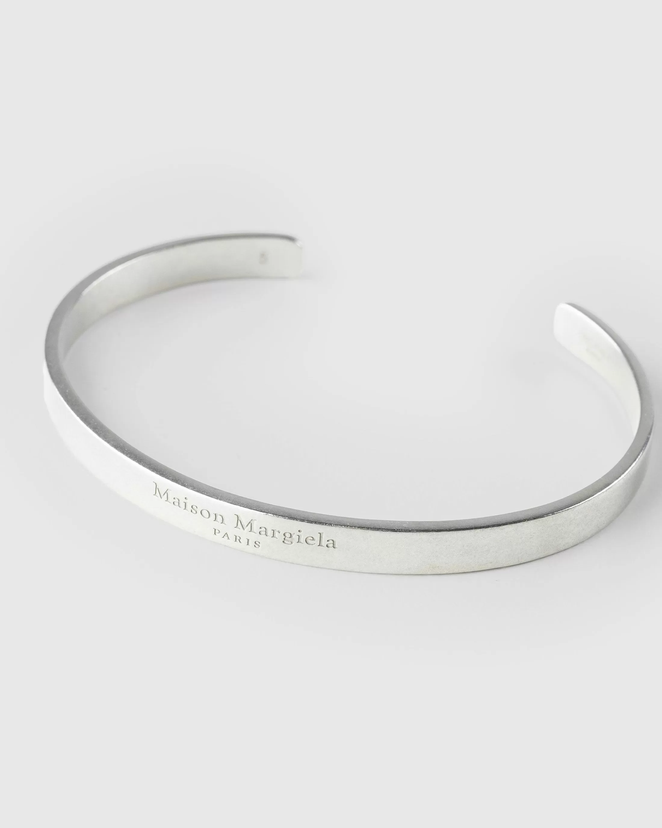 Clearance Maison Margiela Logo Cuff Bracelet Silver palladioburattato