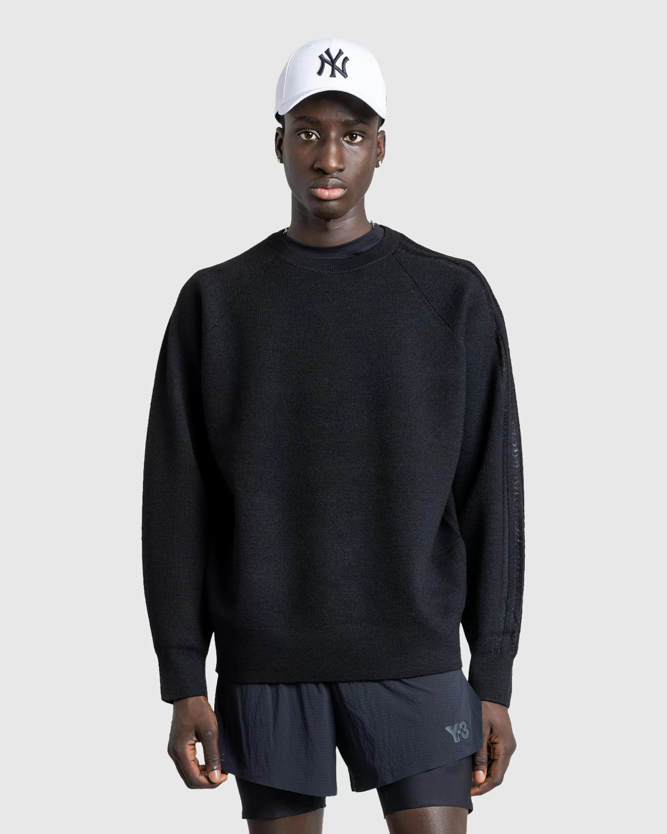 Clearance Y-3 Logo Knit Crew Sweatshirt black