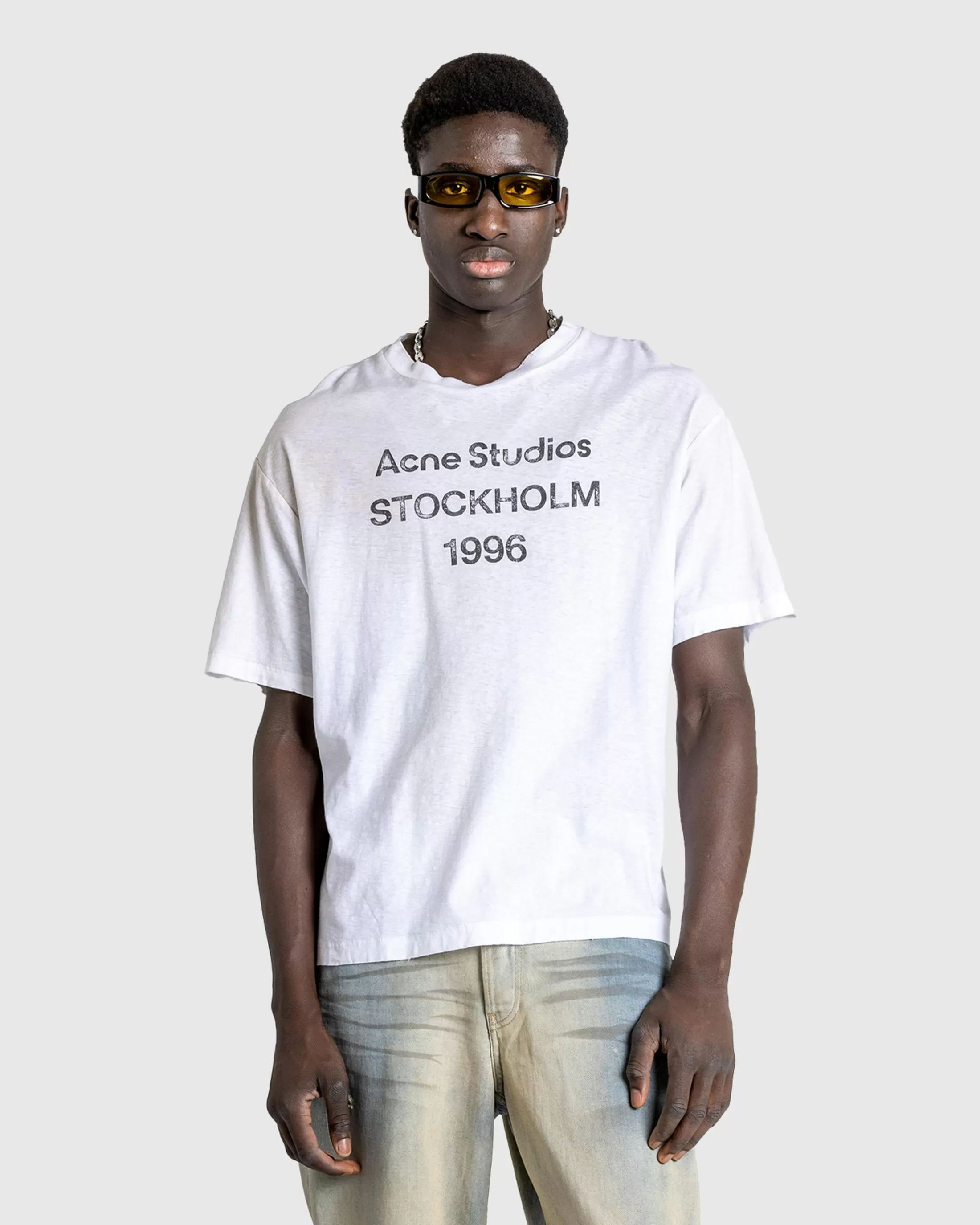 Best Sale Acne Studios Logo T-Shirt dustywhite