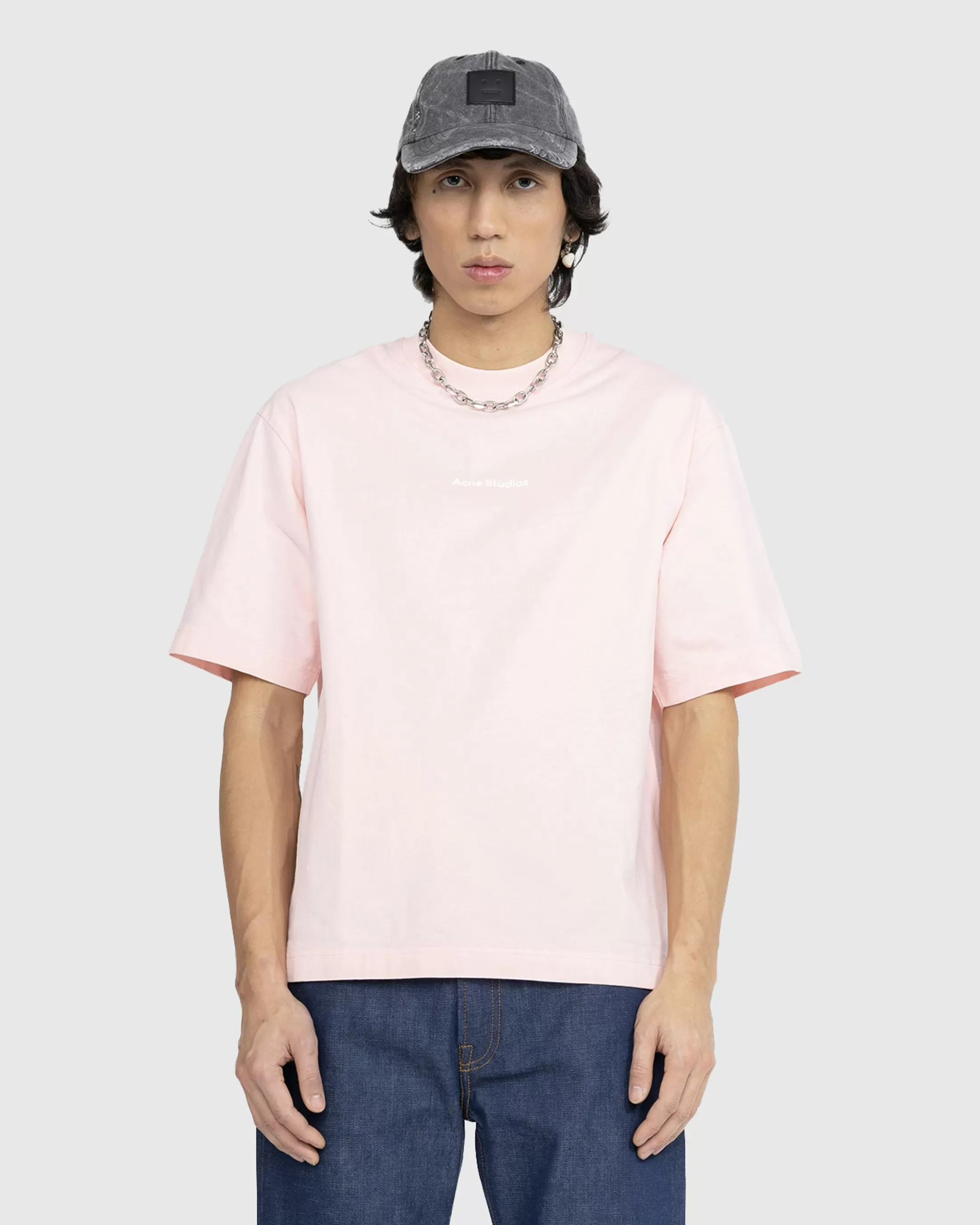 Clearance Acne Studios Logo T-Shirt Pale Pink mudbeige