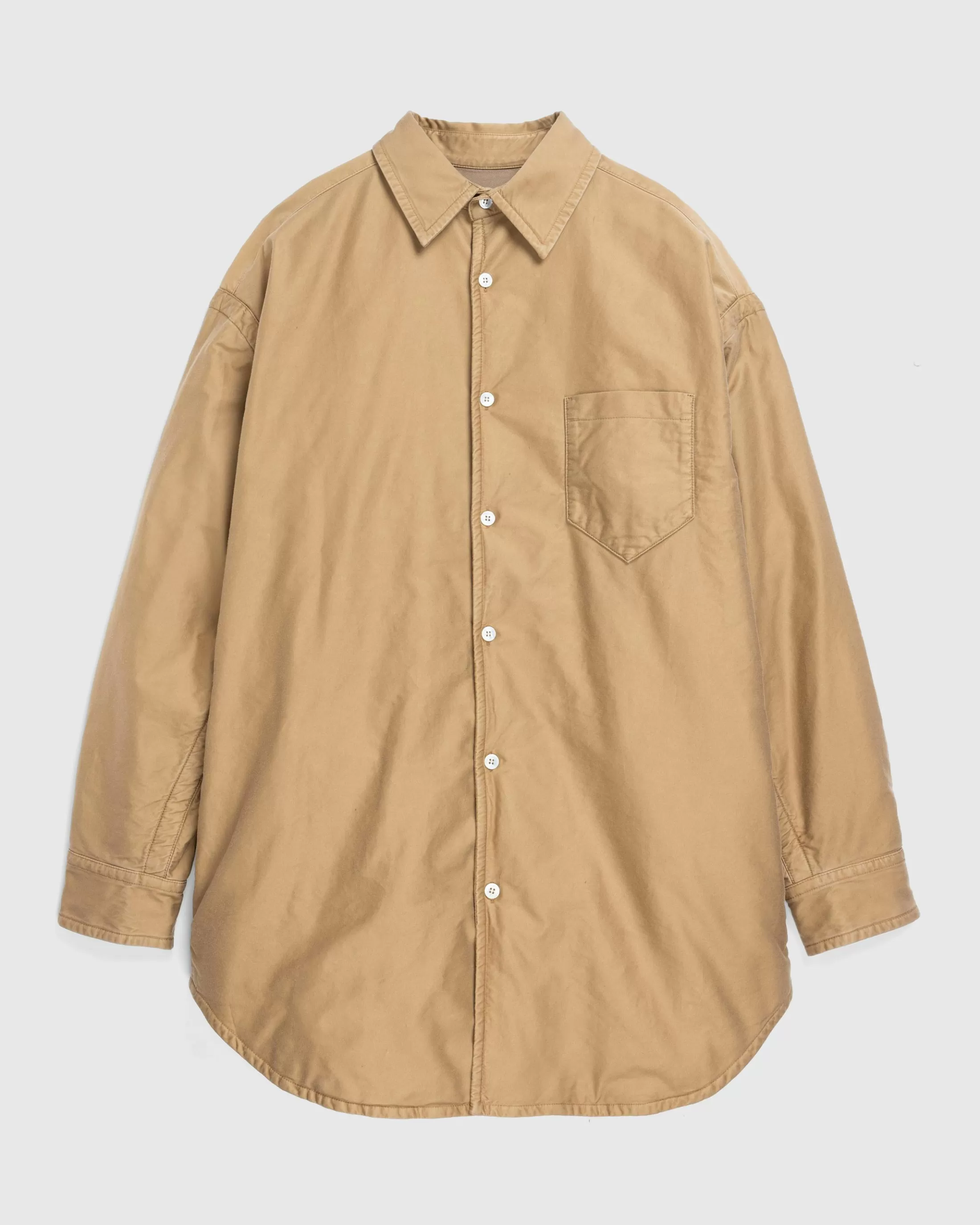 New Maison Margiela Long-Sleeve Button-Down Shirt camel