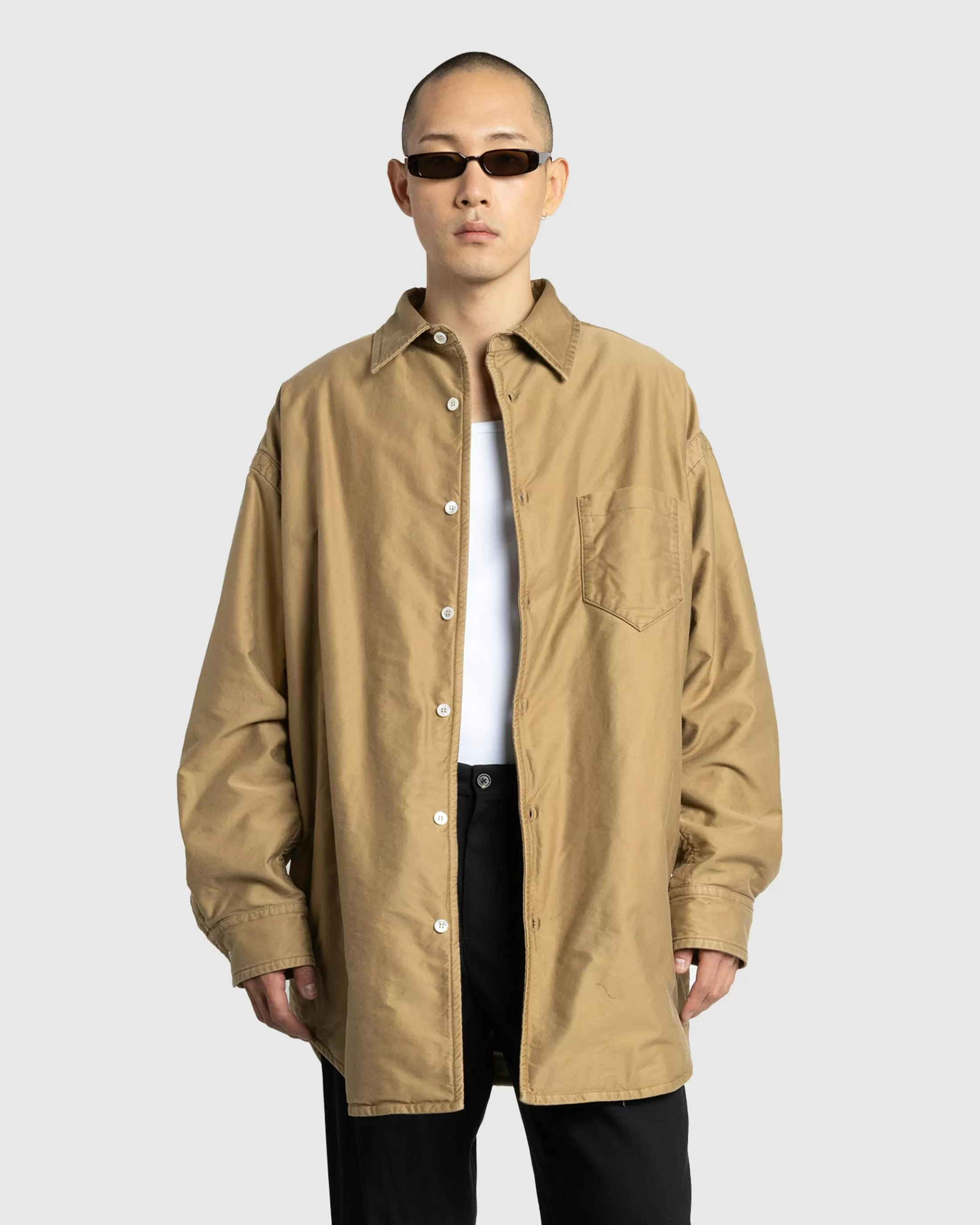 New Maison Margiela Long-Sleeve Button-Down Shirt camel