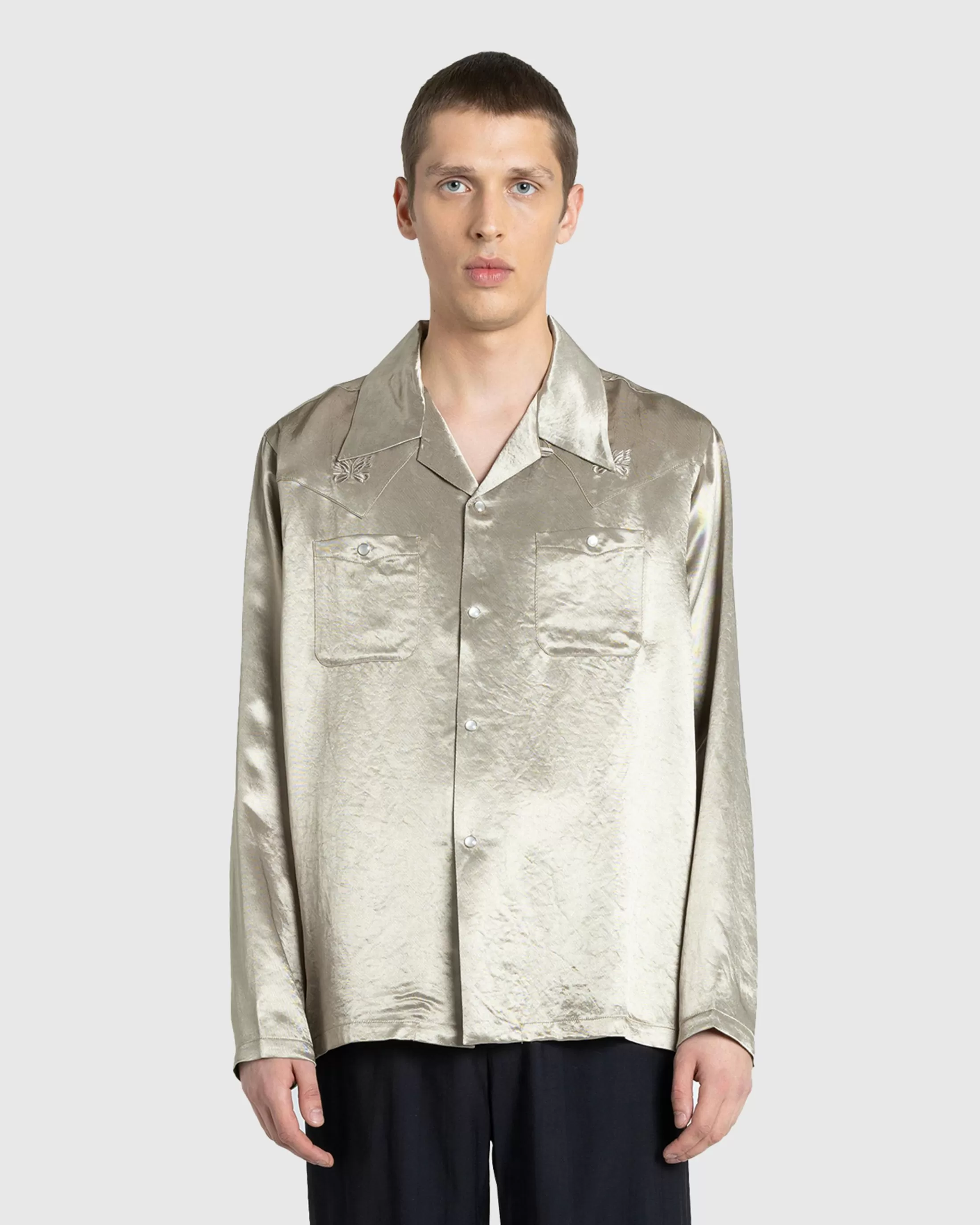 Fashion Needles Longsleeve Cowboy One-Up Shirt Acetate Sateen taupe