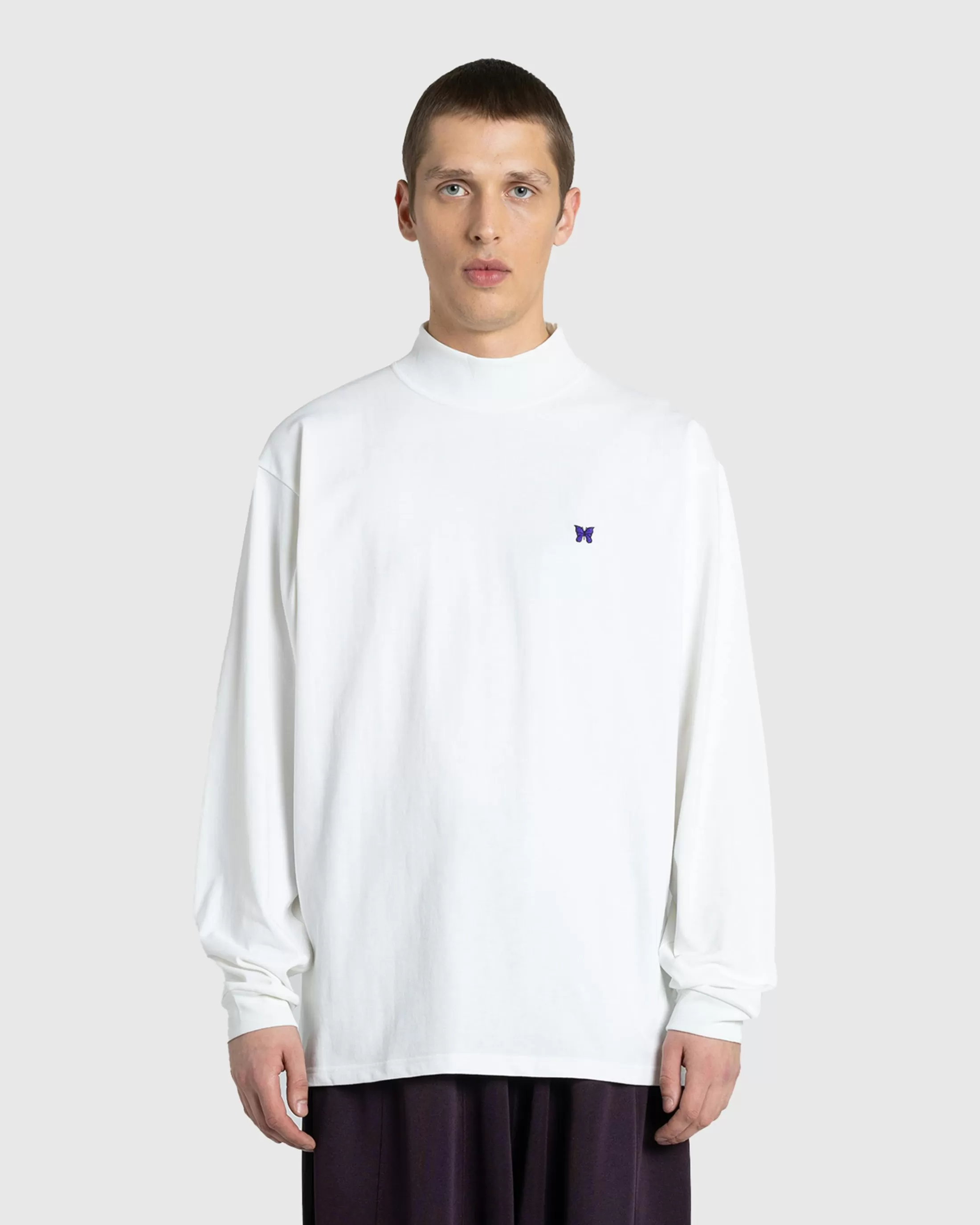 Fashion Needles L/S Mock Neck Tee Poly Jersey white