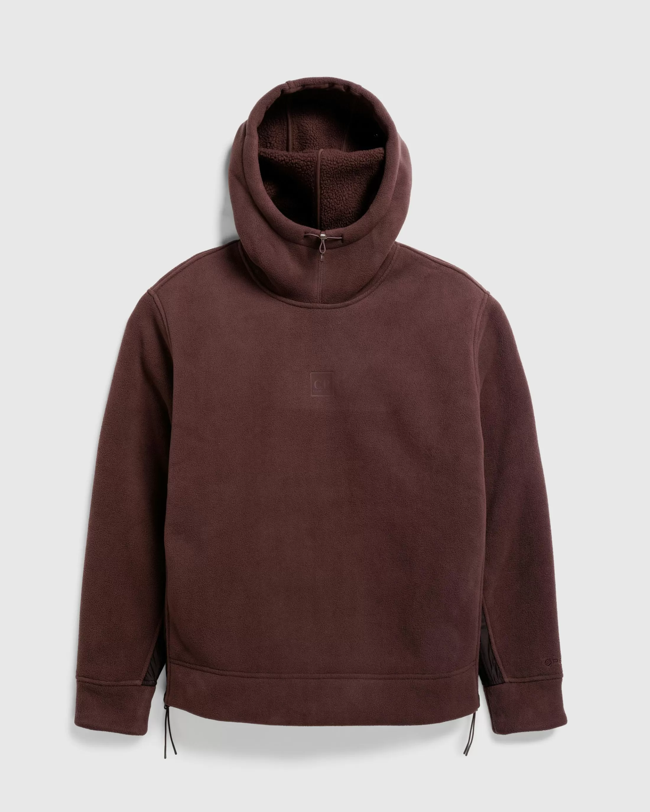 Shop C.P. Company Metropolis Series Bonded Polar Fleece Mixed Hoodie Rum Raisin rumraisin