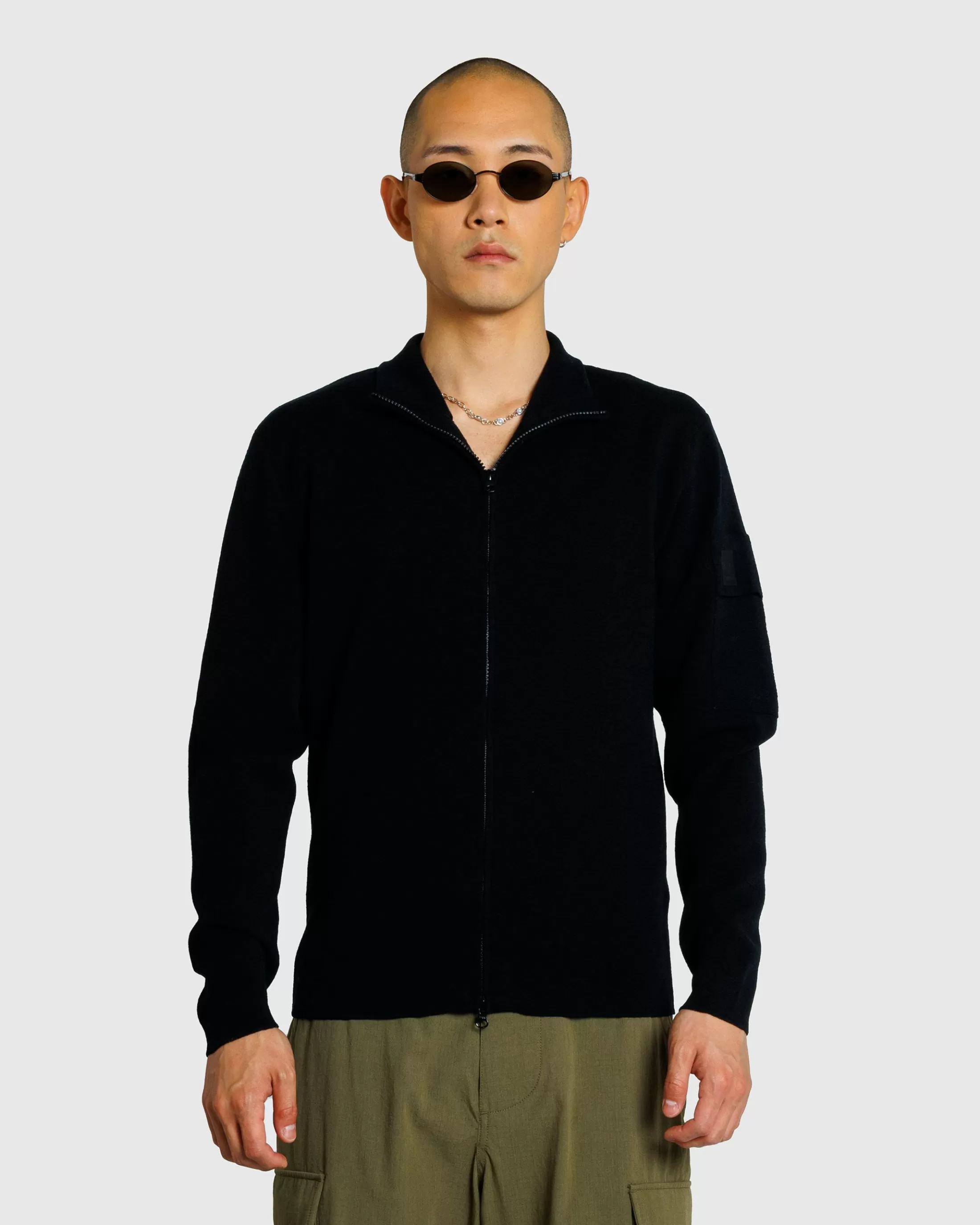 New C.P. Company Metropolis Series Extra Fine Merino Wool Zip Cardigan black