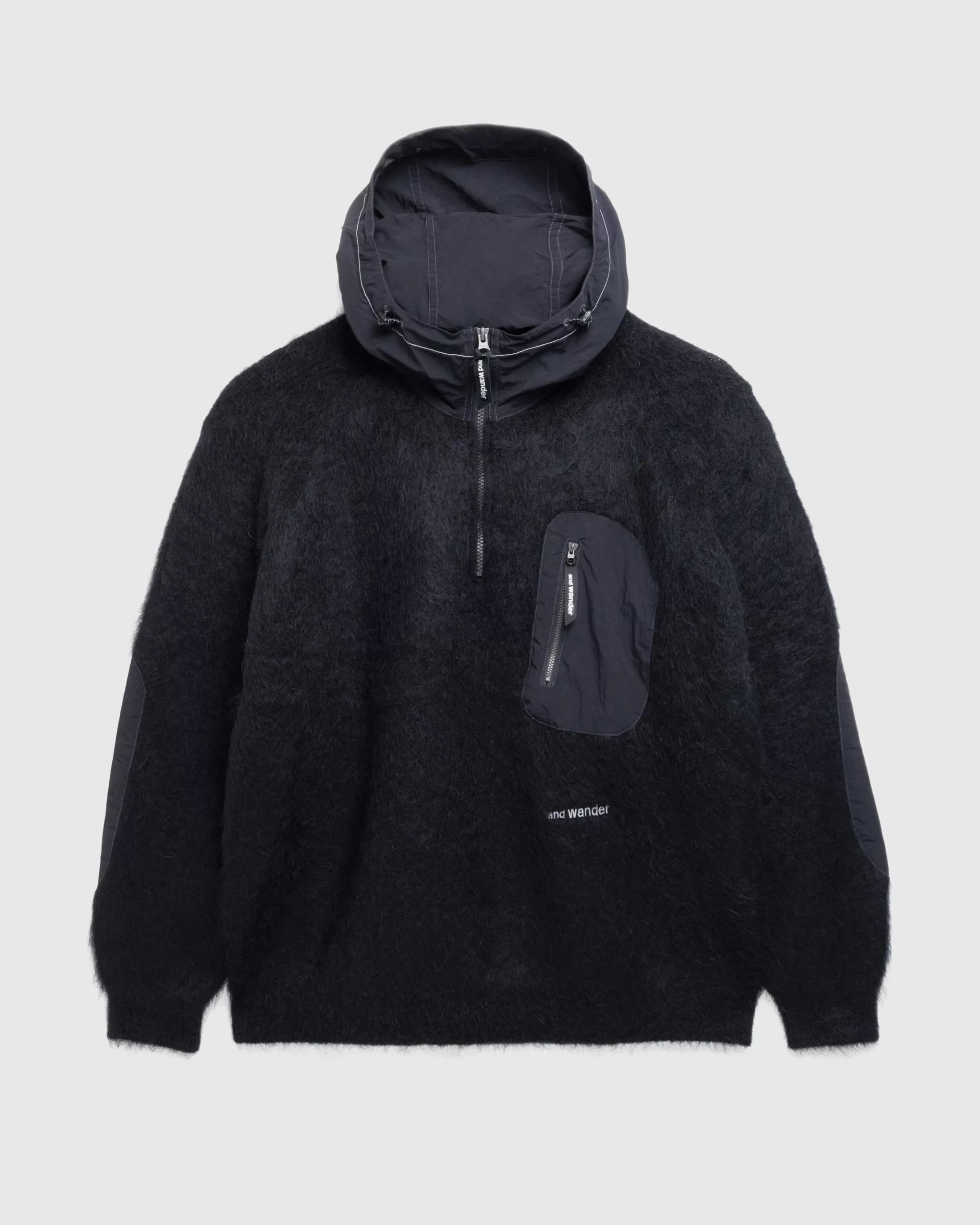 Clearance And Wander Mohair Wool Knit Hoodie black