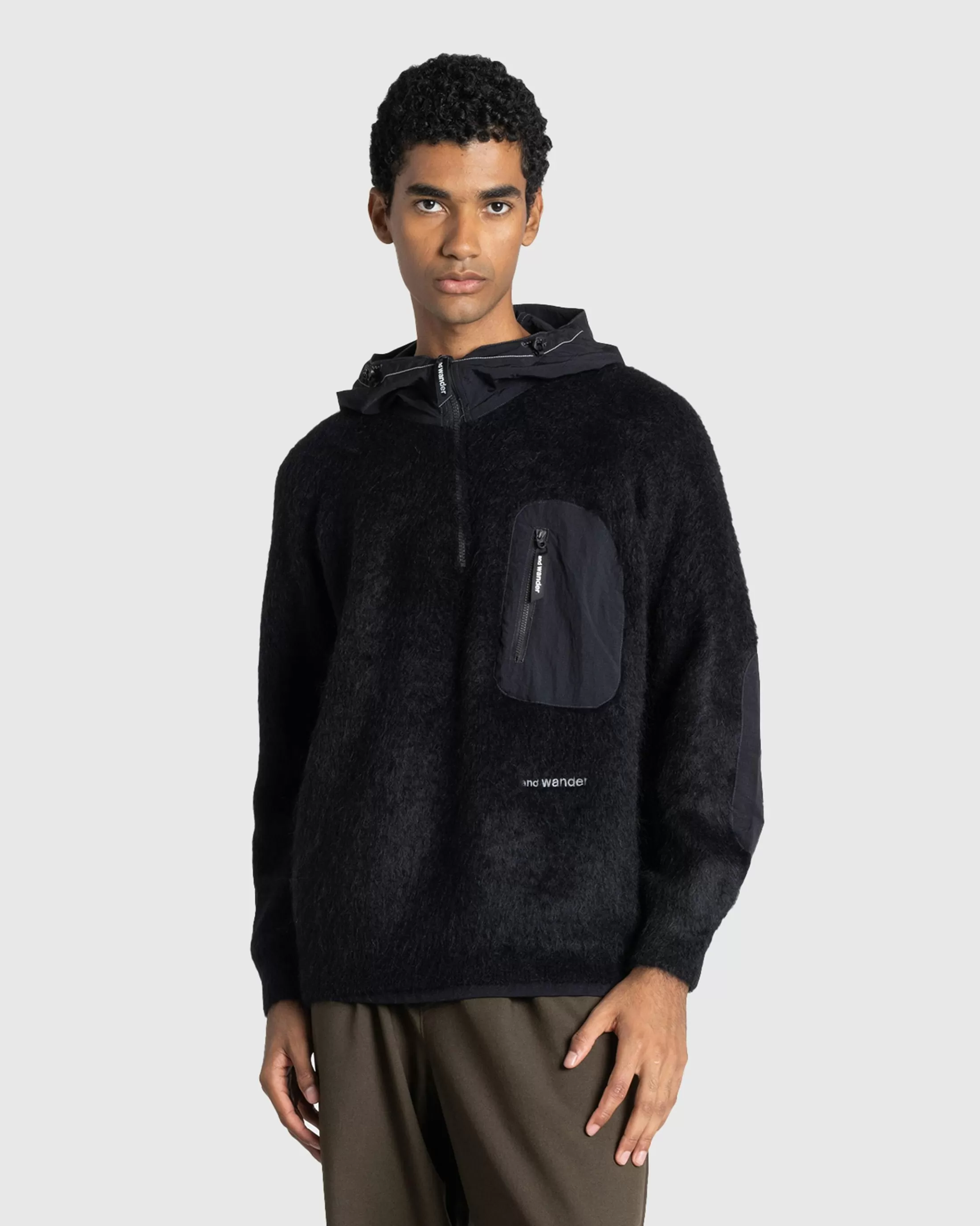 Clearance And Wander Mohair Wool Knit Hoodie black