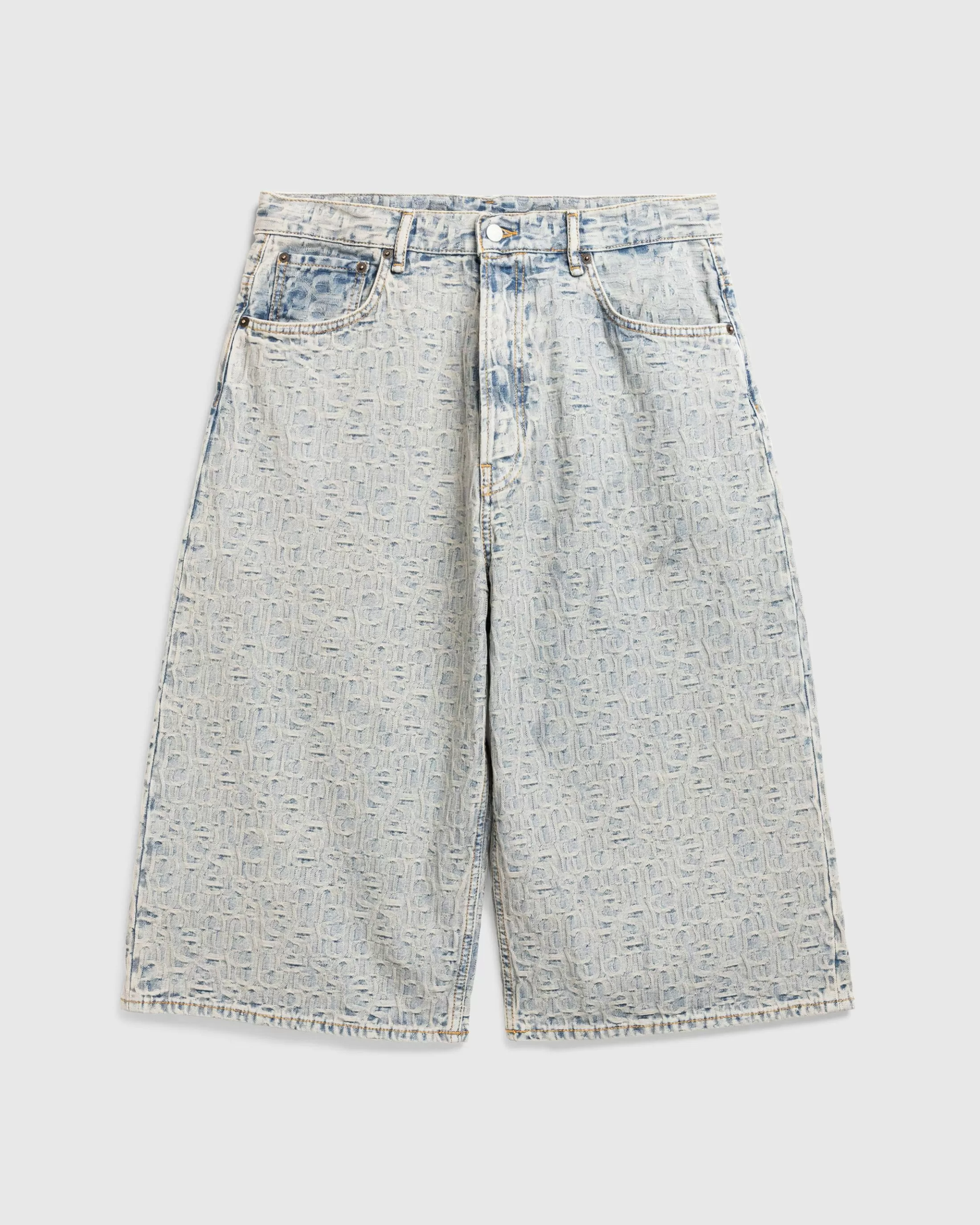 New Acne Studios Monogram Denim Shorts blue/beige