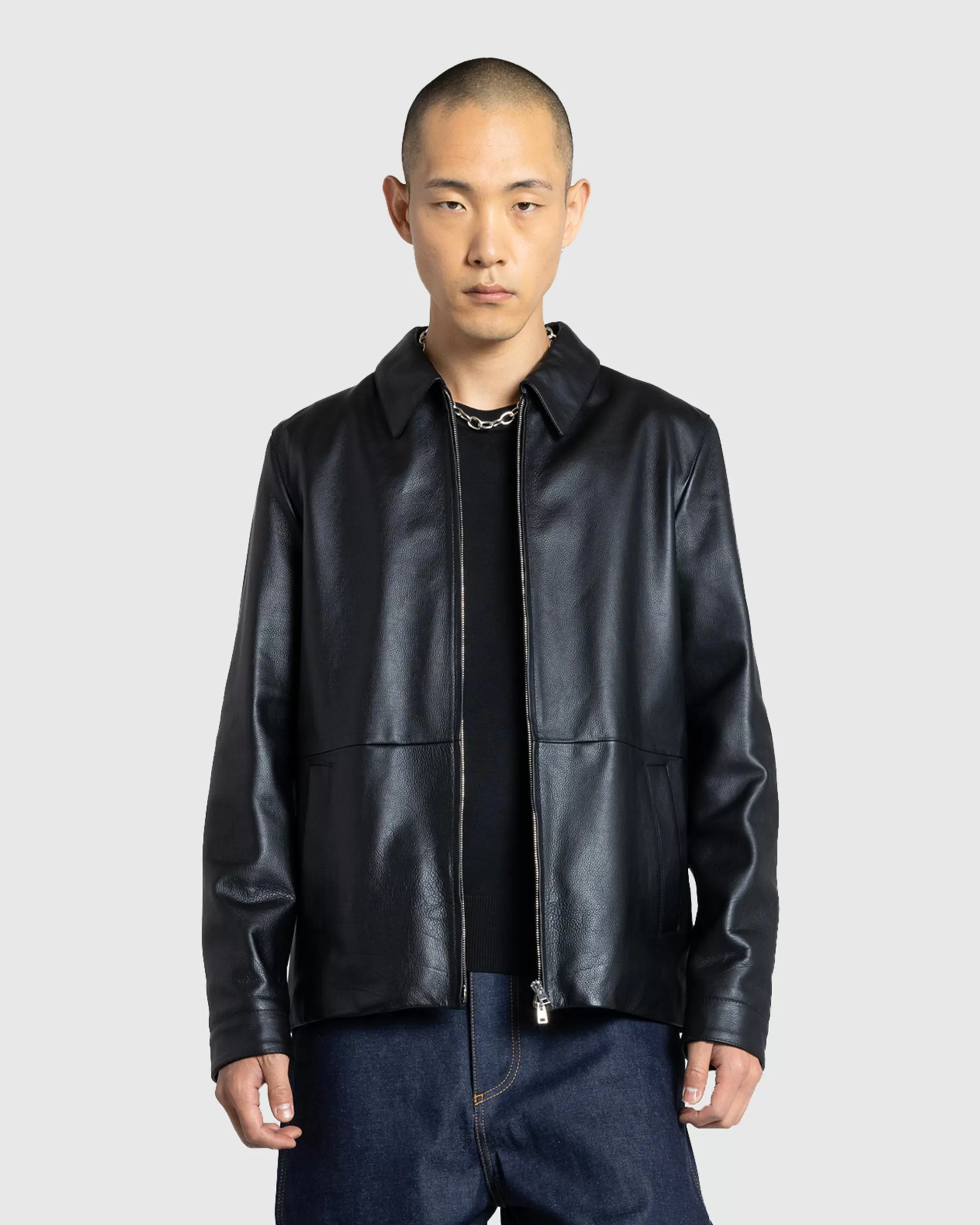 Store Meta Campania Collective Owen Calf Leather Coaching Jacket black