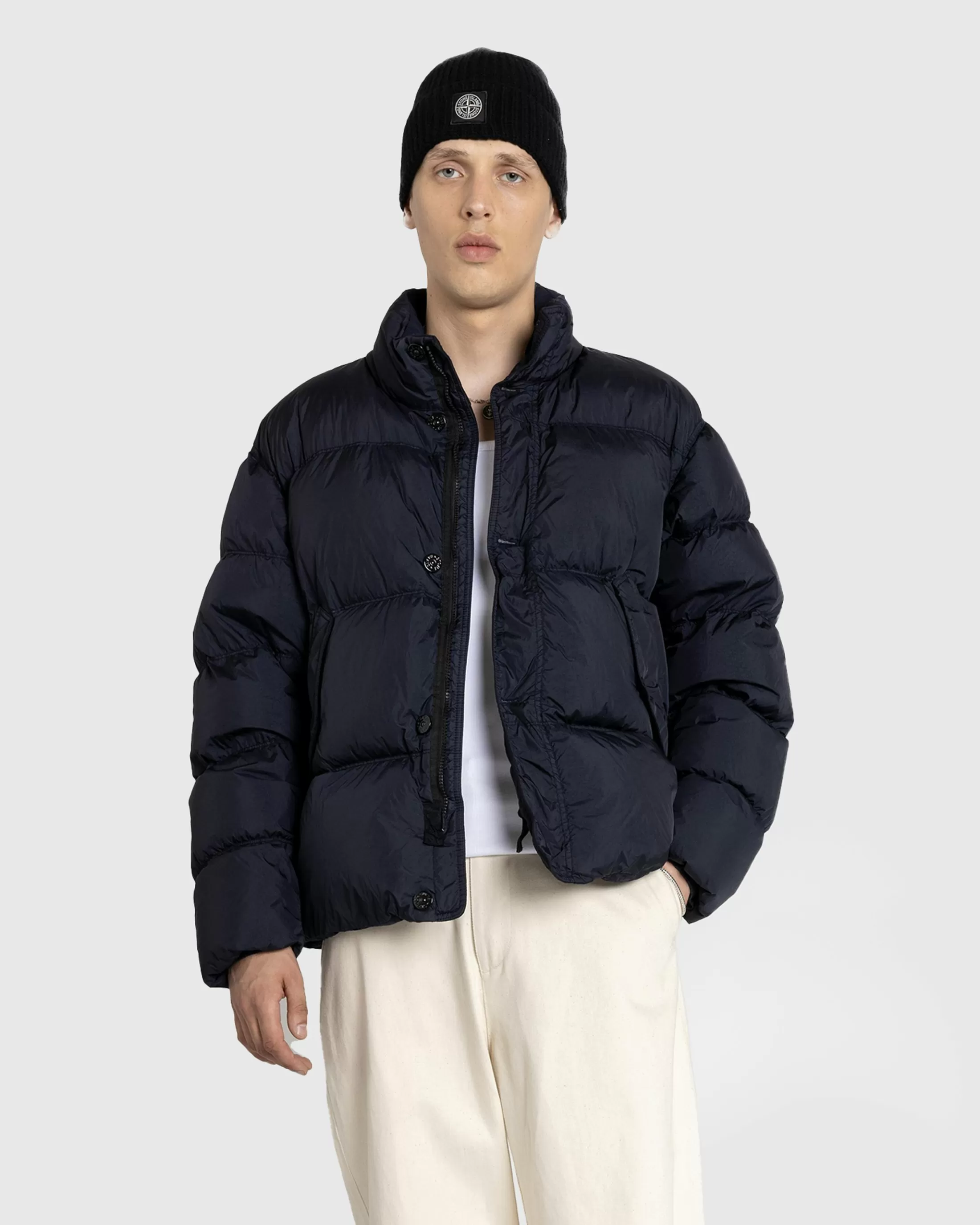 Discount Stone Island Real Down Jacket Navy Blue navyblue