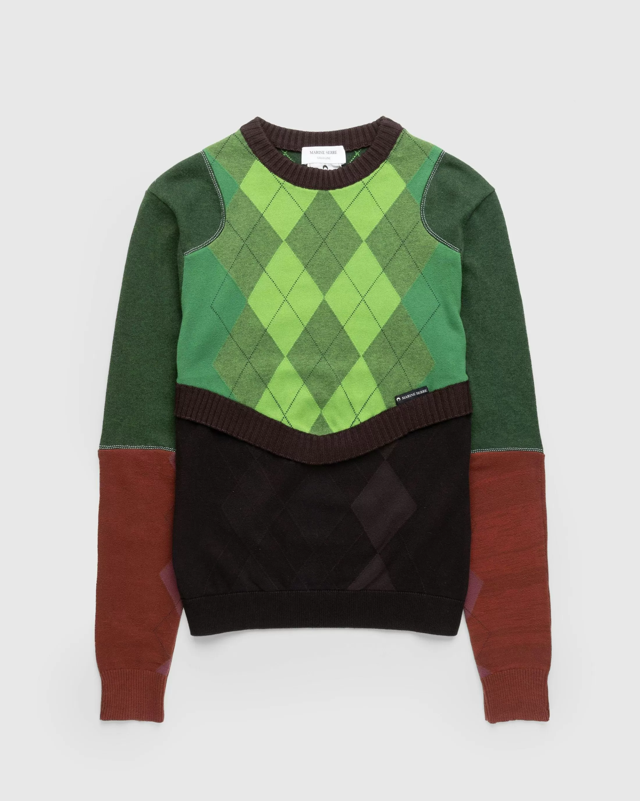 New Marine Serre Regenerated Lozenge Knit Crewneck Pullover Multi green