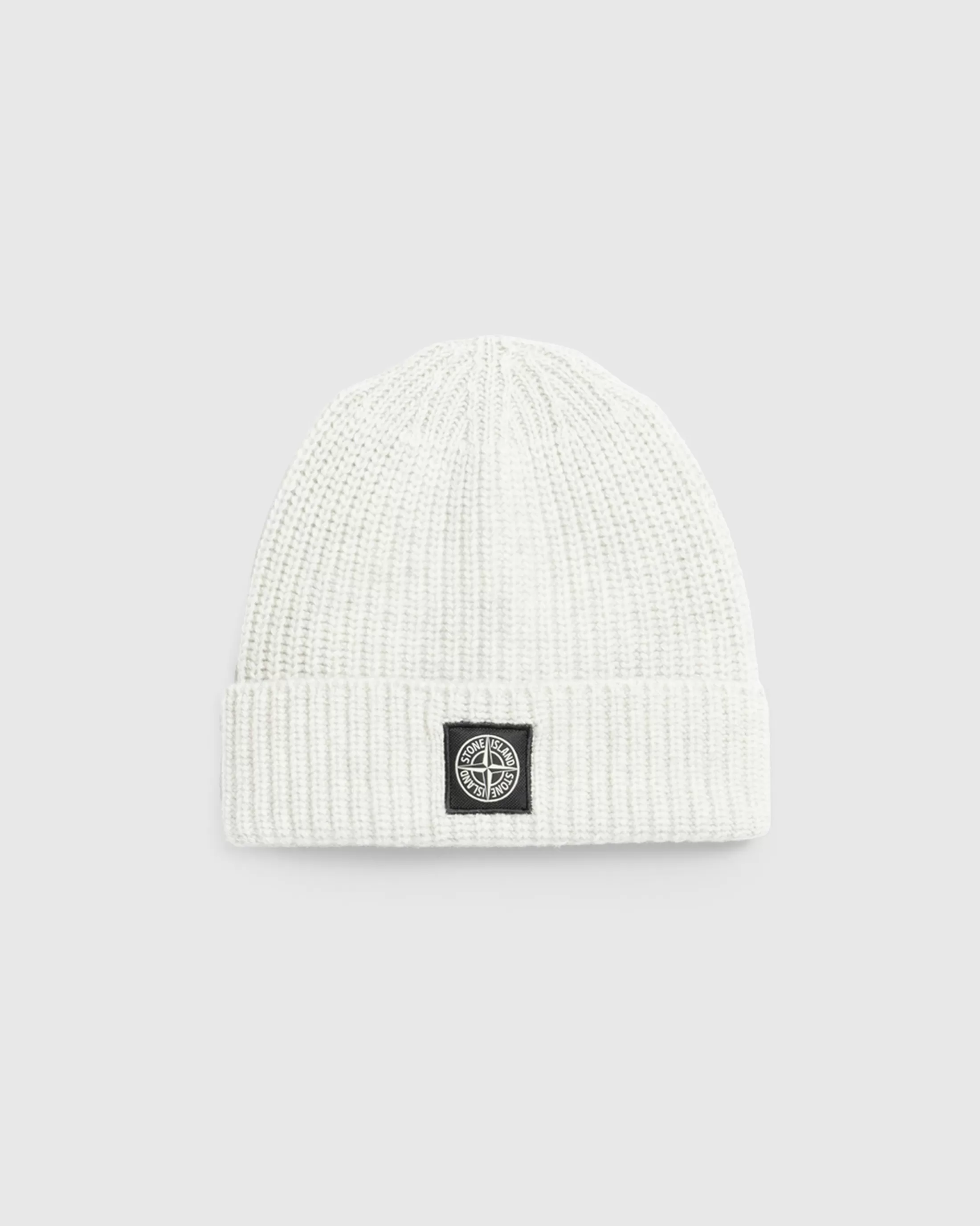 Shop Stone Island Ribbed Wool Beanie Melange Pearl Grey melangepearlgrey