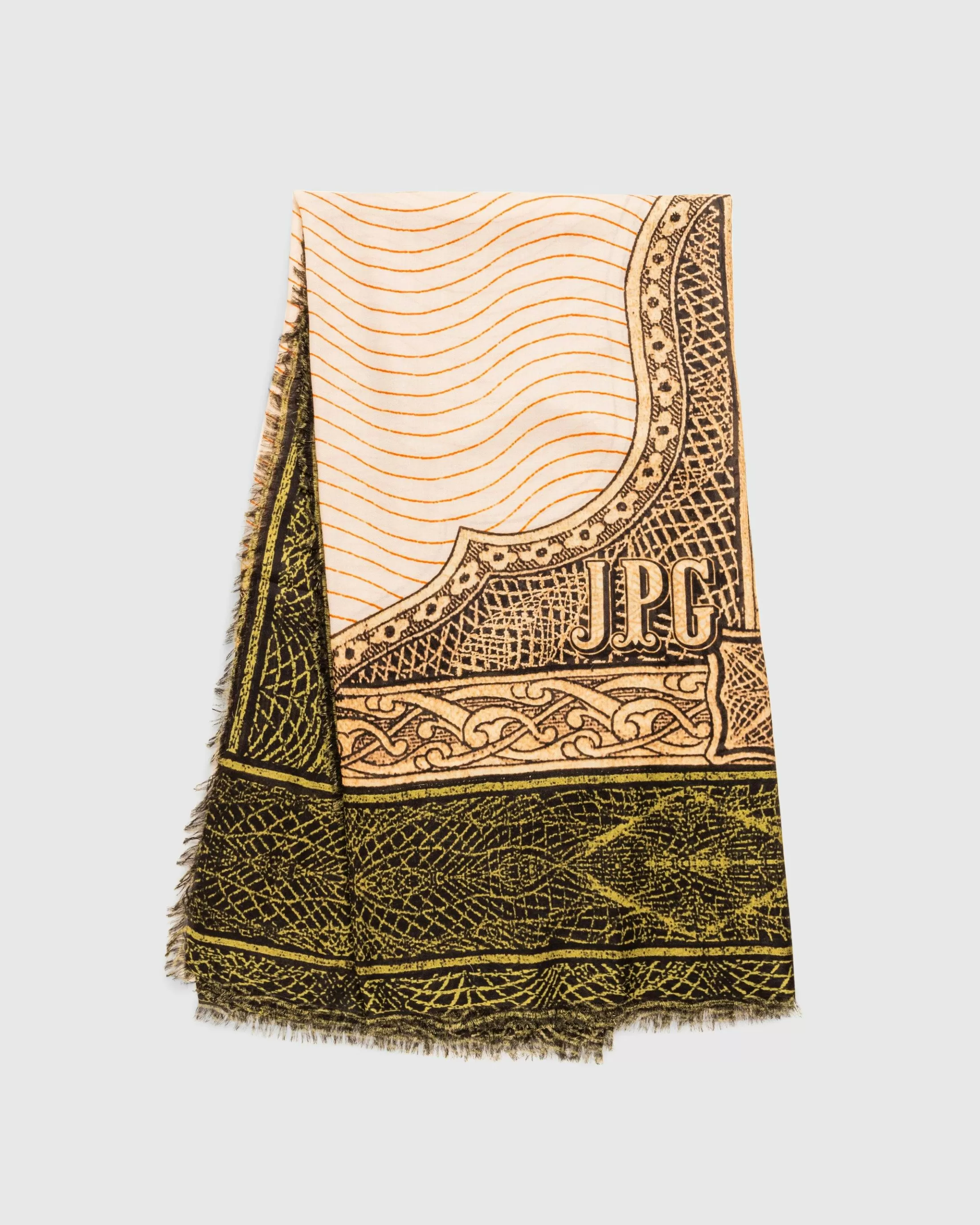 Outlet Jean Paul Gaultier Scarf Printed Cartouche green/ecru/black/orange