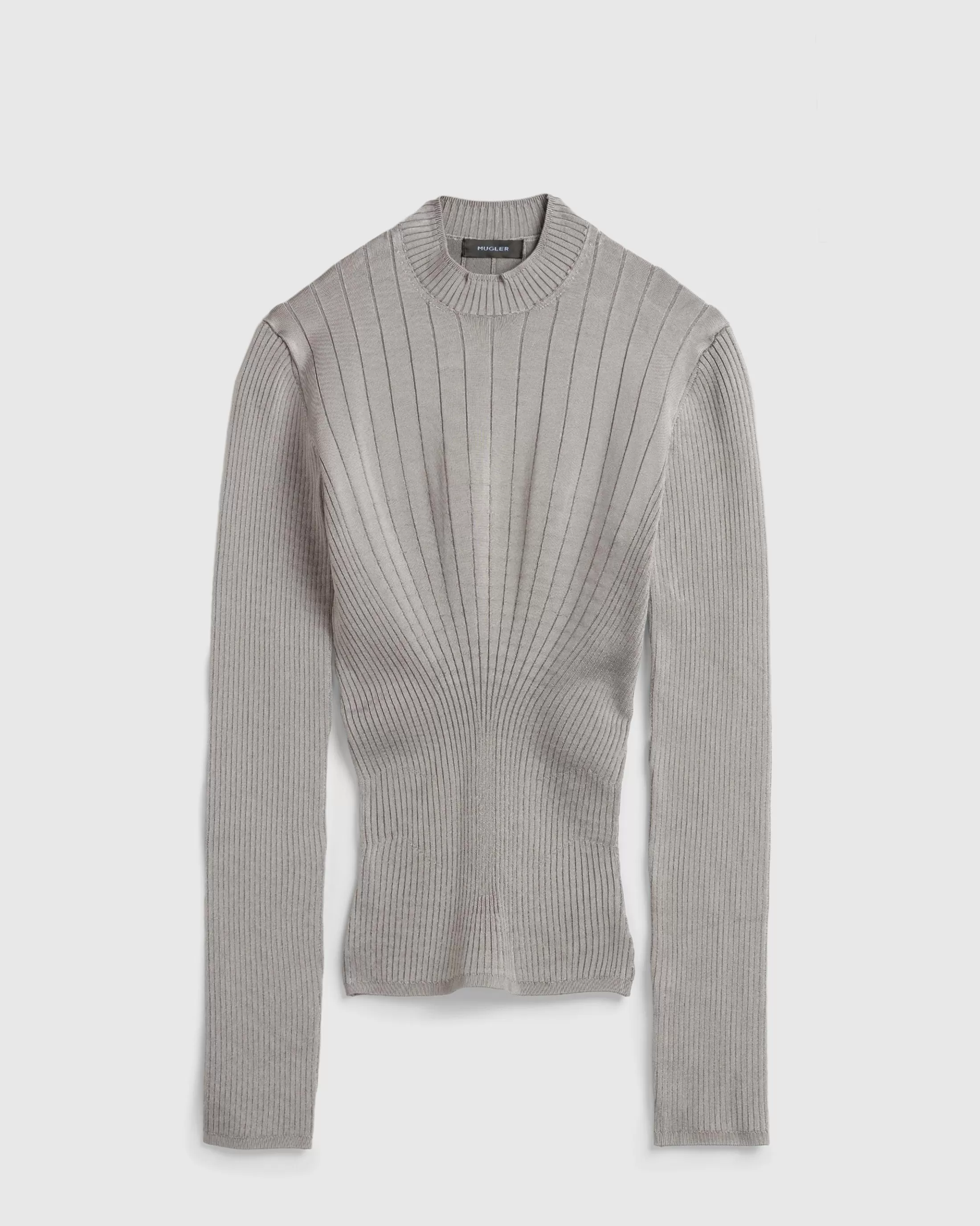 Fashion Mugler Sculpting Knit Top Grey Melange greymelange