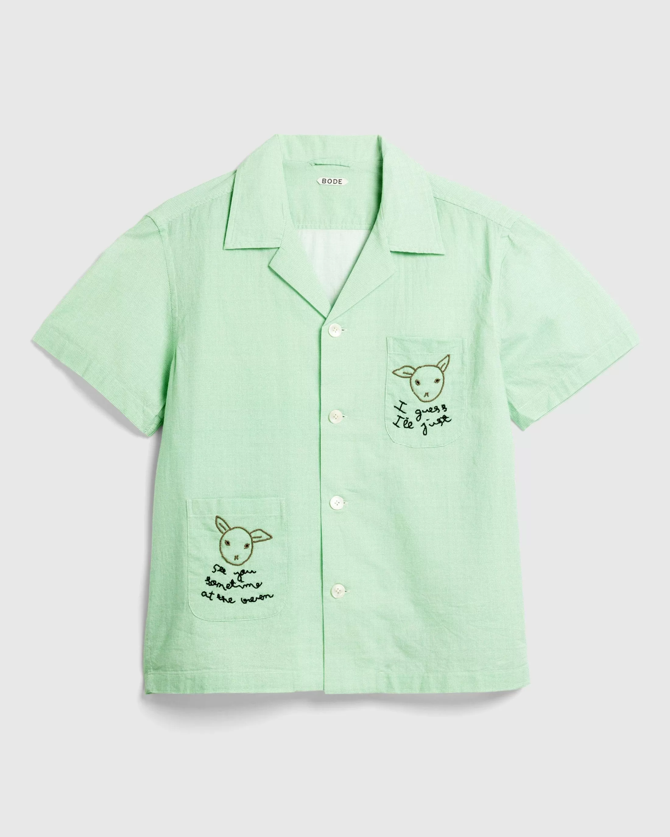 Sale Bode See You at the Barn Short-Sleeve Shirt White/Green whitegreen