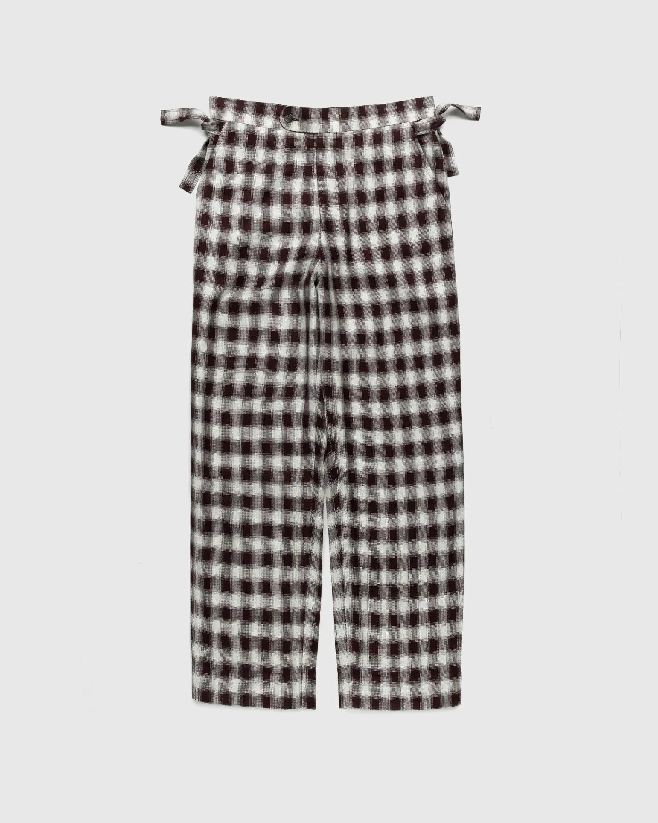 Clearance Bode Shadow Plaid Side-Tie Trousers Brown brownwhite