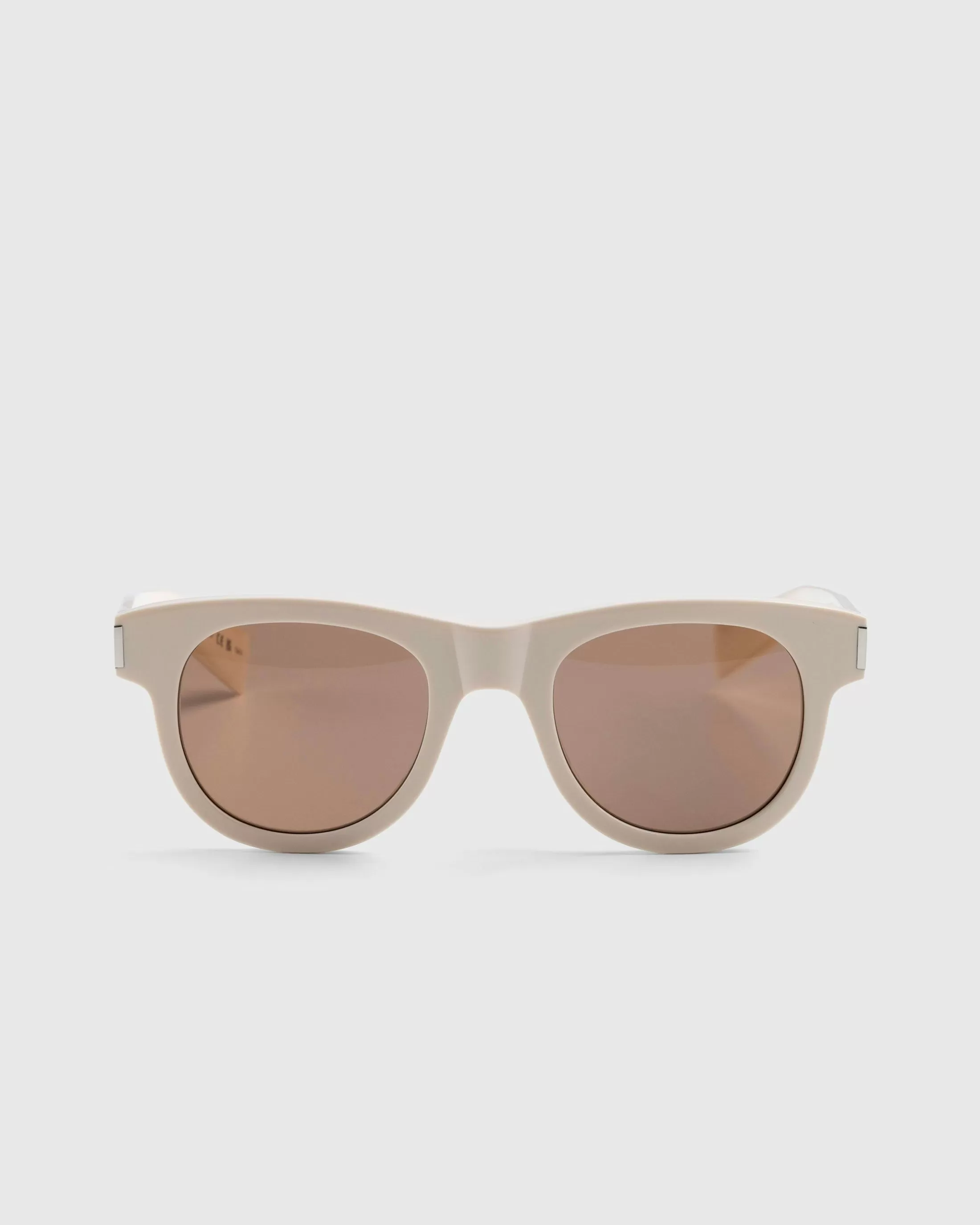 Best Sale Saint Laurent SL 571 Round Frame Sunglasses Ivory/Brown ivory-ivory-brown